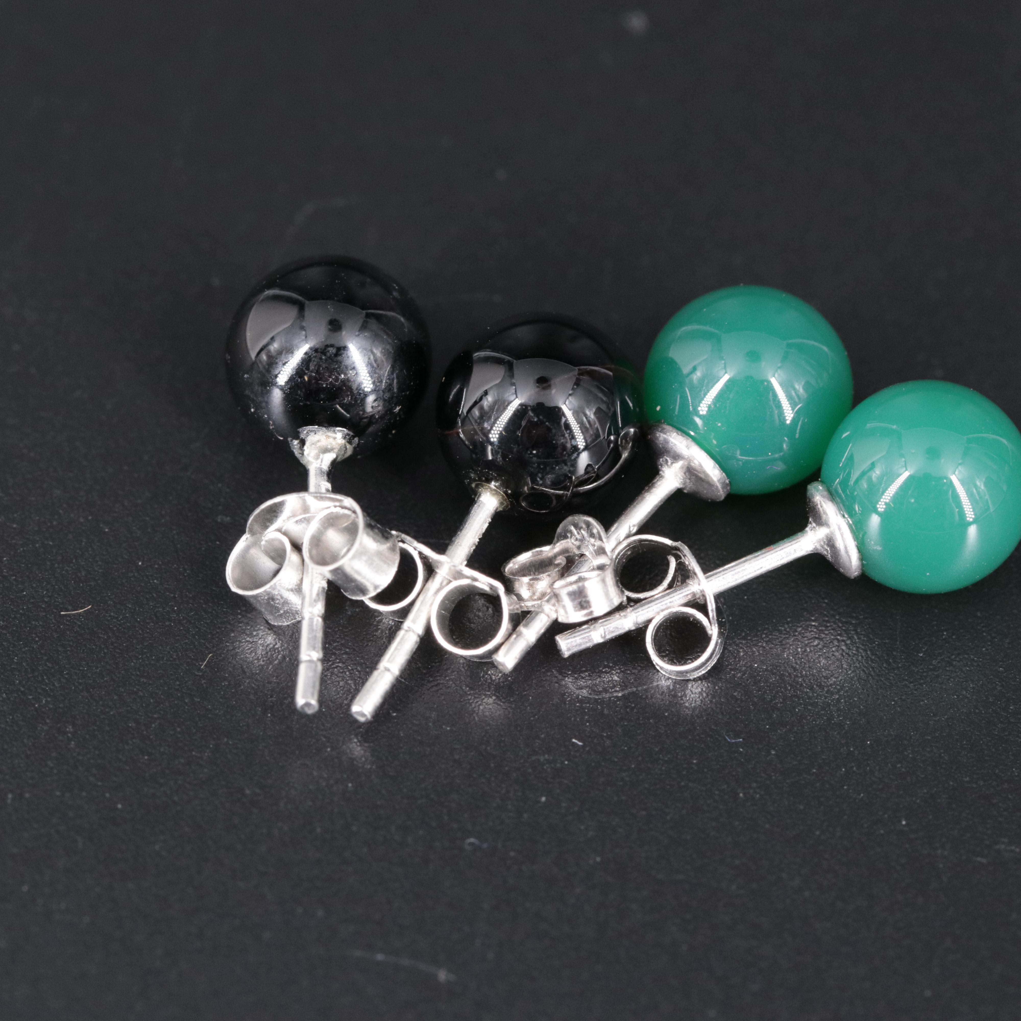 Sterling Silver Gemstone Stud Earrings
