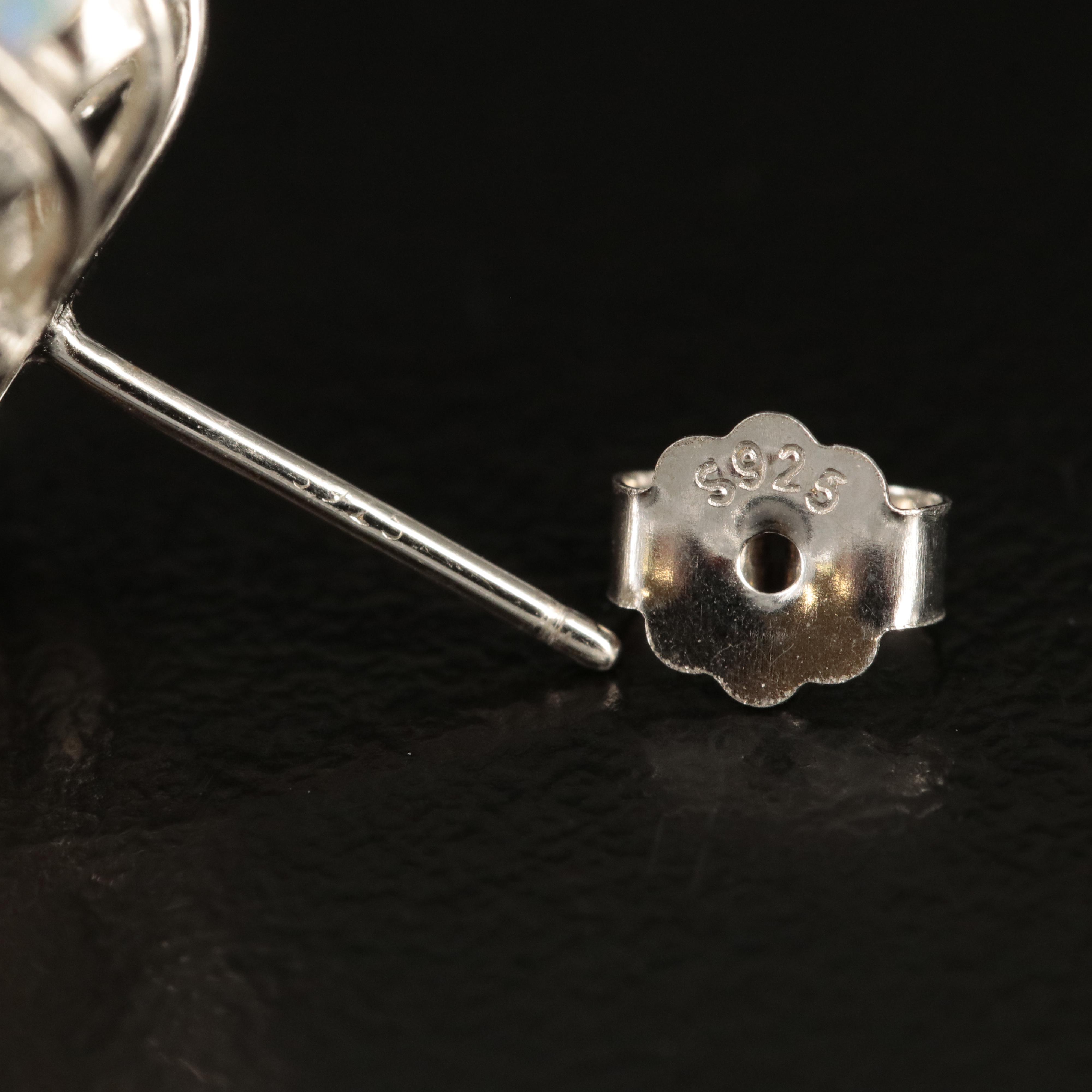 Sterling Pearl and Opal Earrings