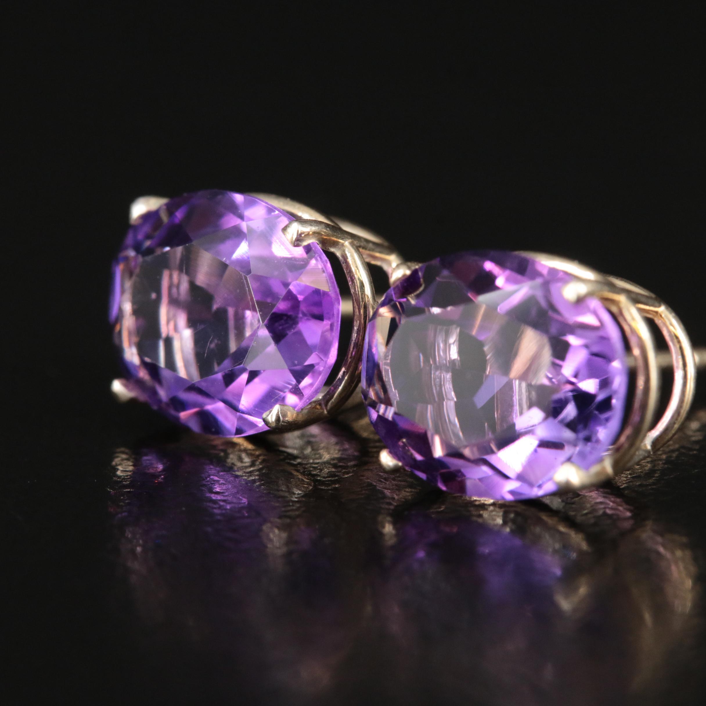 14K Amethyst Stud Earrings