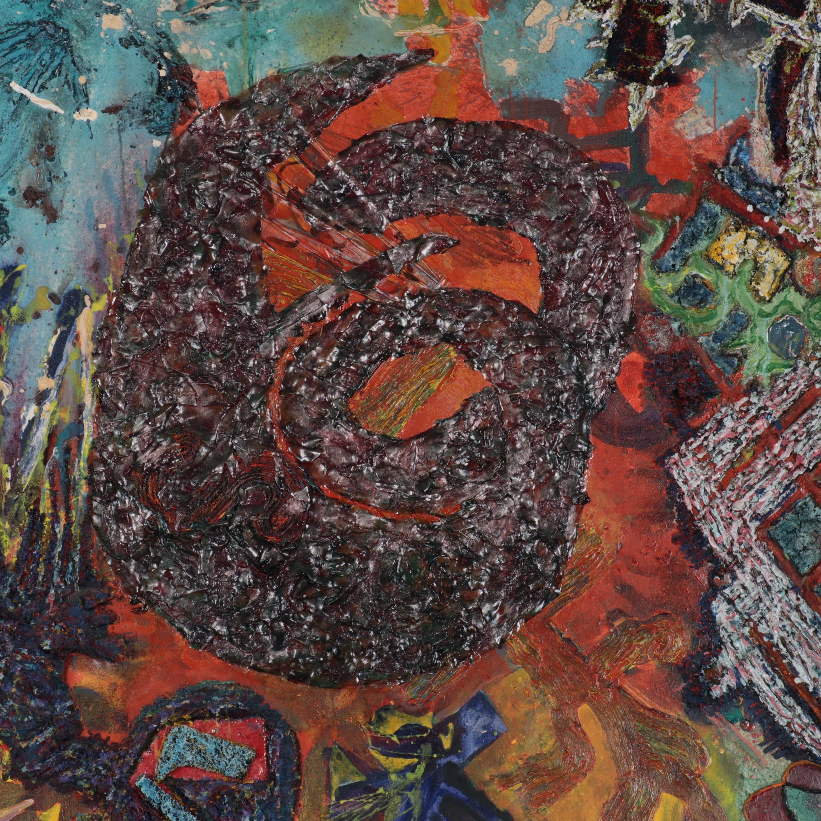 Frank Herrmann Large-Scale Mixed Media Painting "Seiche," 1993