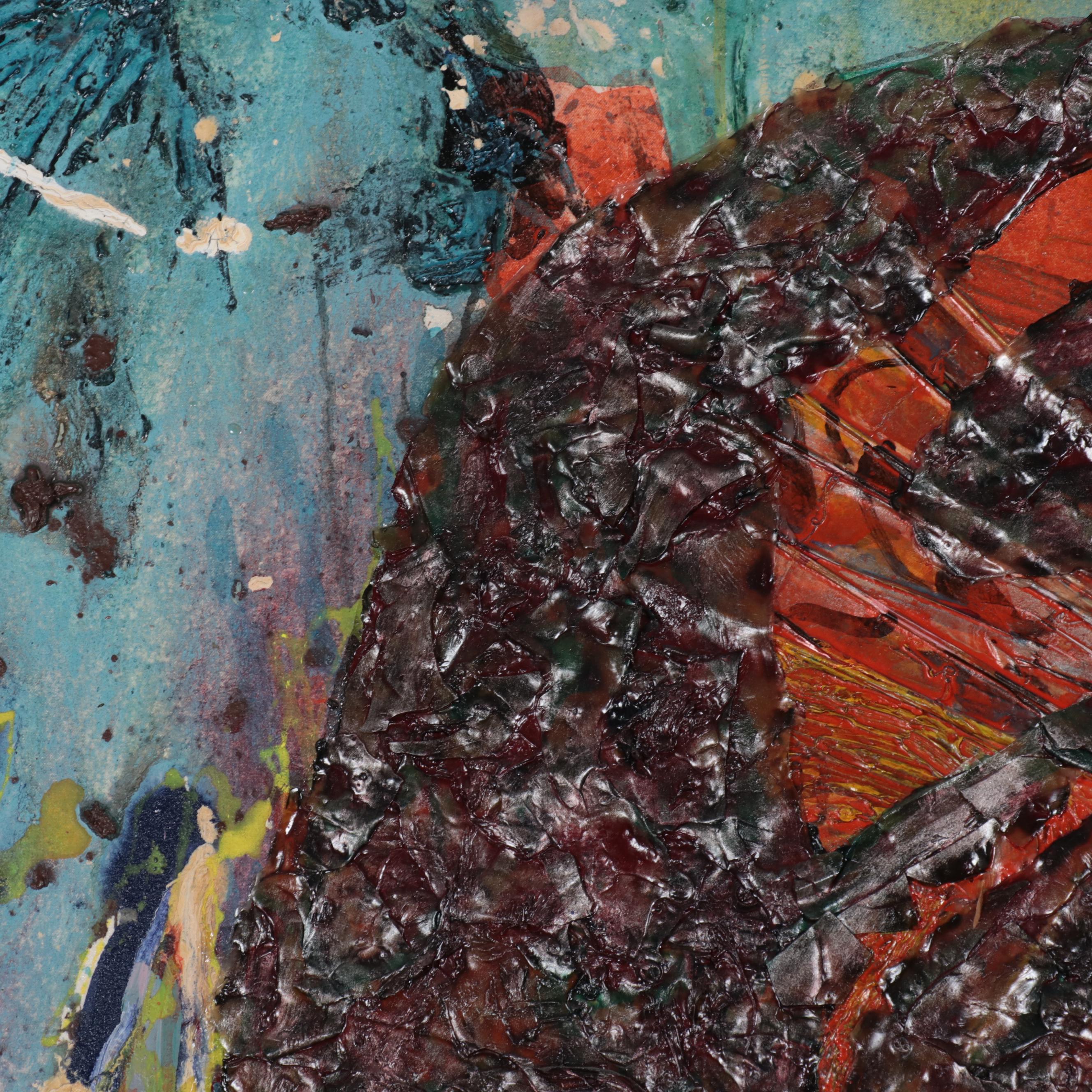 Frank Herrmann Large-Scale Mixed Media Painting "Seiche," 1993