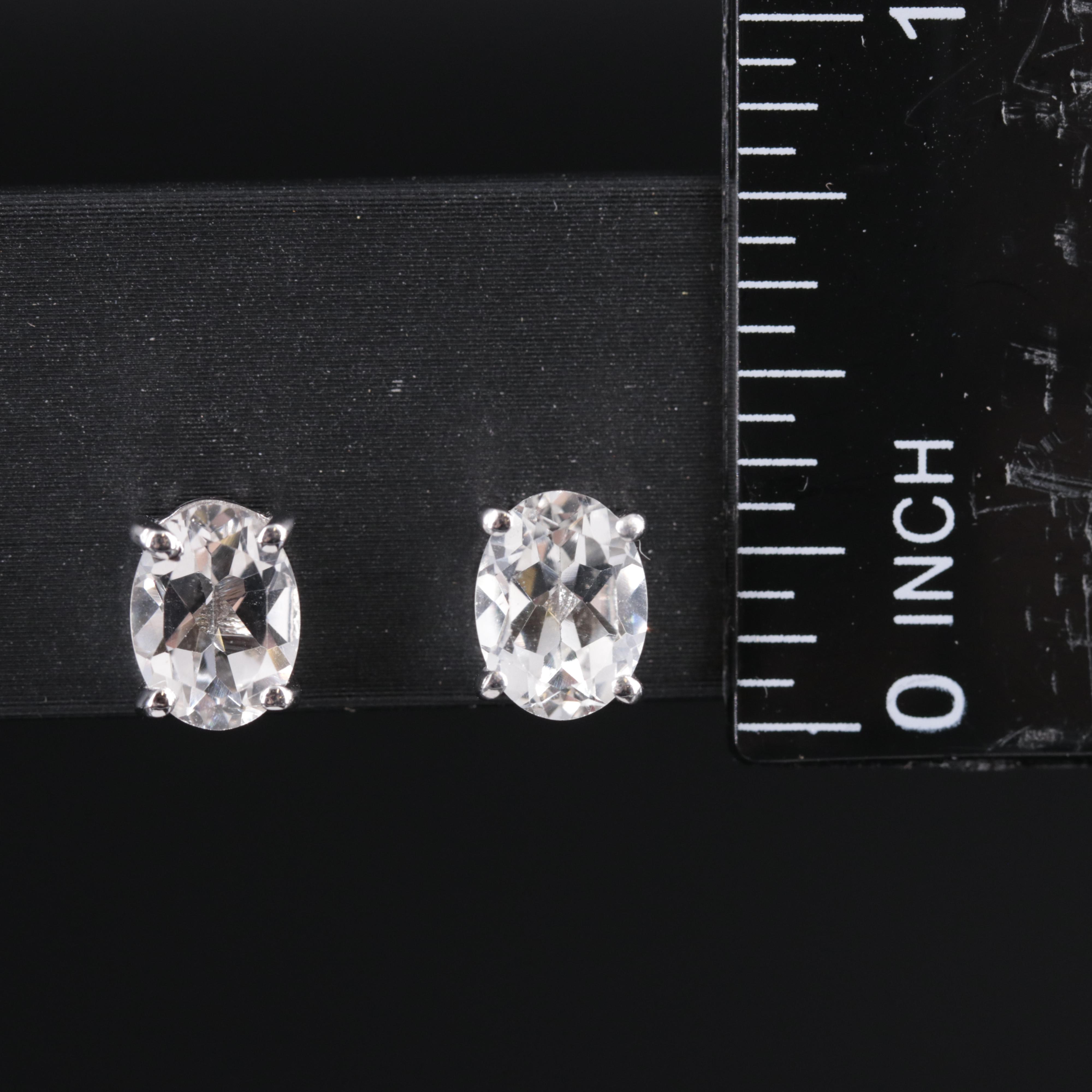 Sterling Silver Stud Earrings Including Topaz