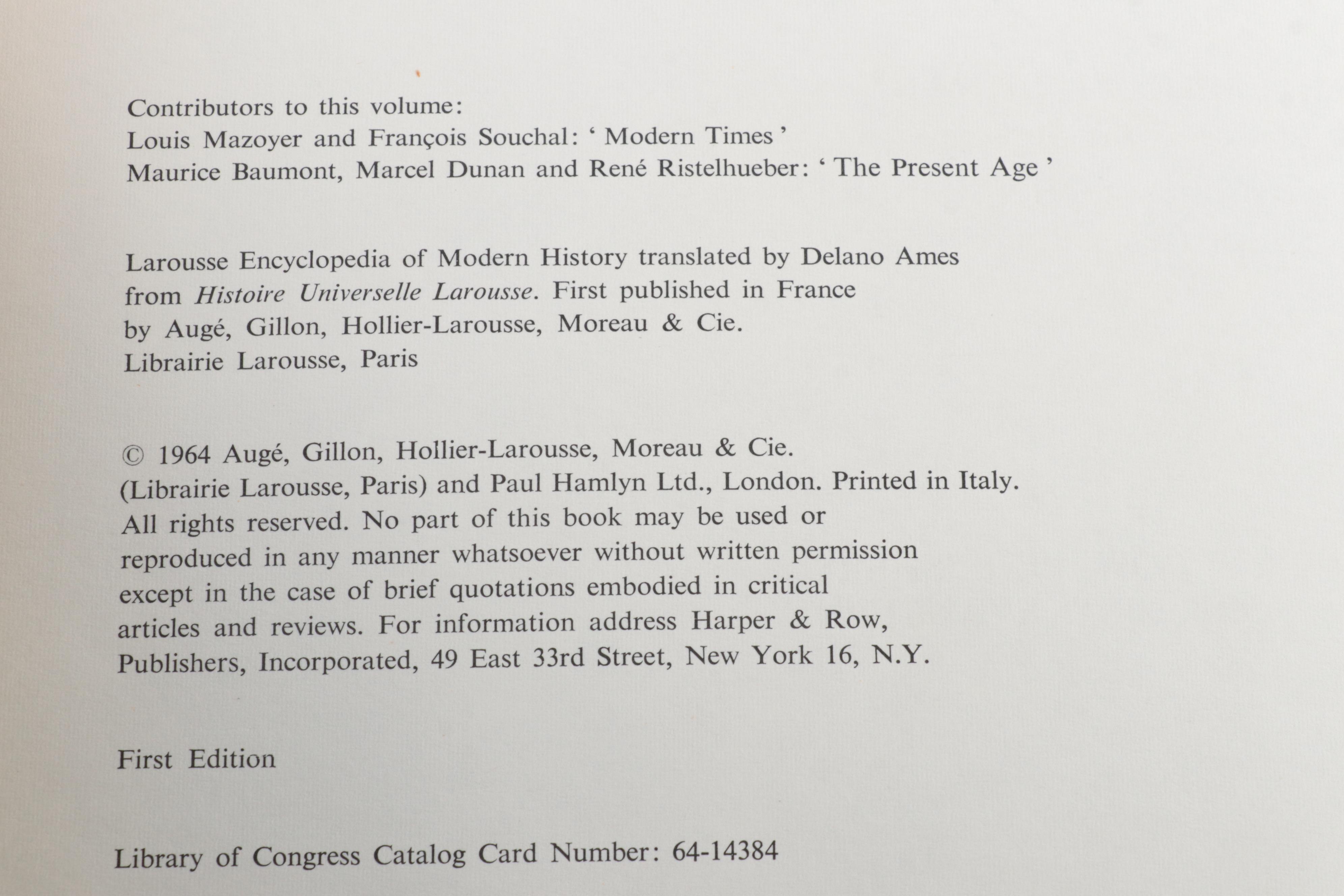 First Edition "Larousse Encyclopedia of Modern History" and More Nonfiction