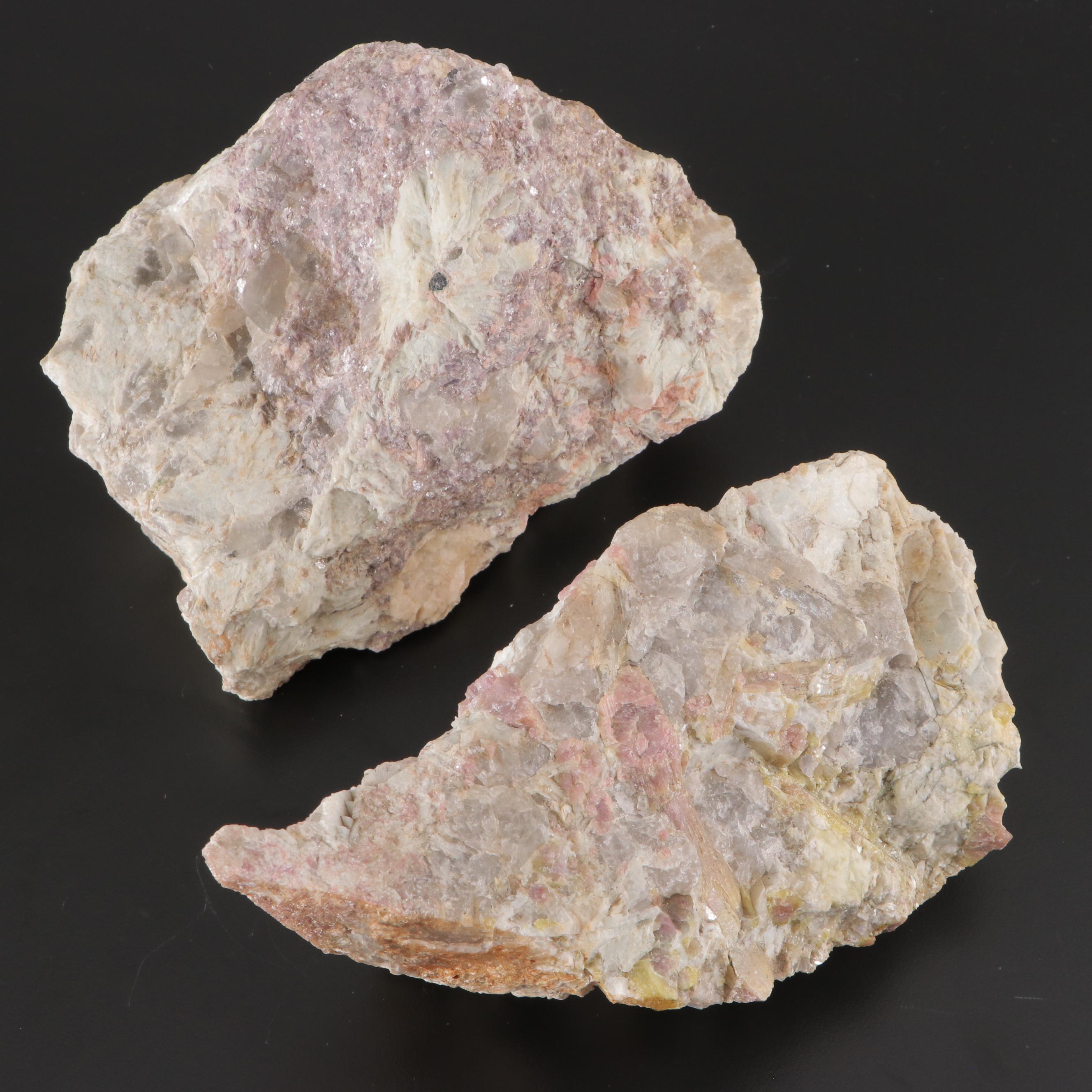 Pink Tourmaline in Matrix and Lepidolite Mineral Specimens
