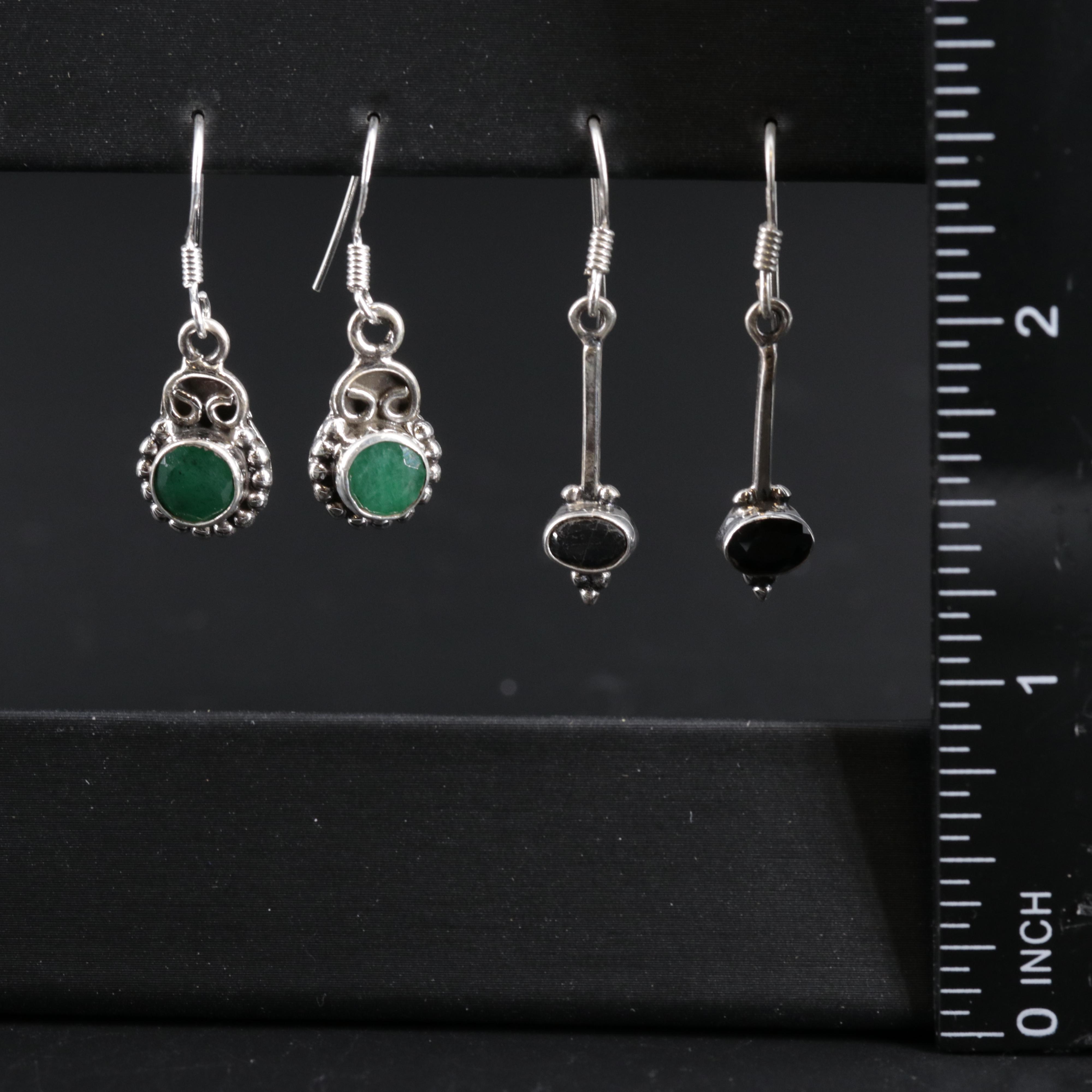 Sterling Silver Earring Collection Including Emerald