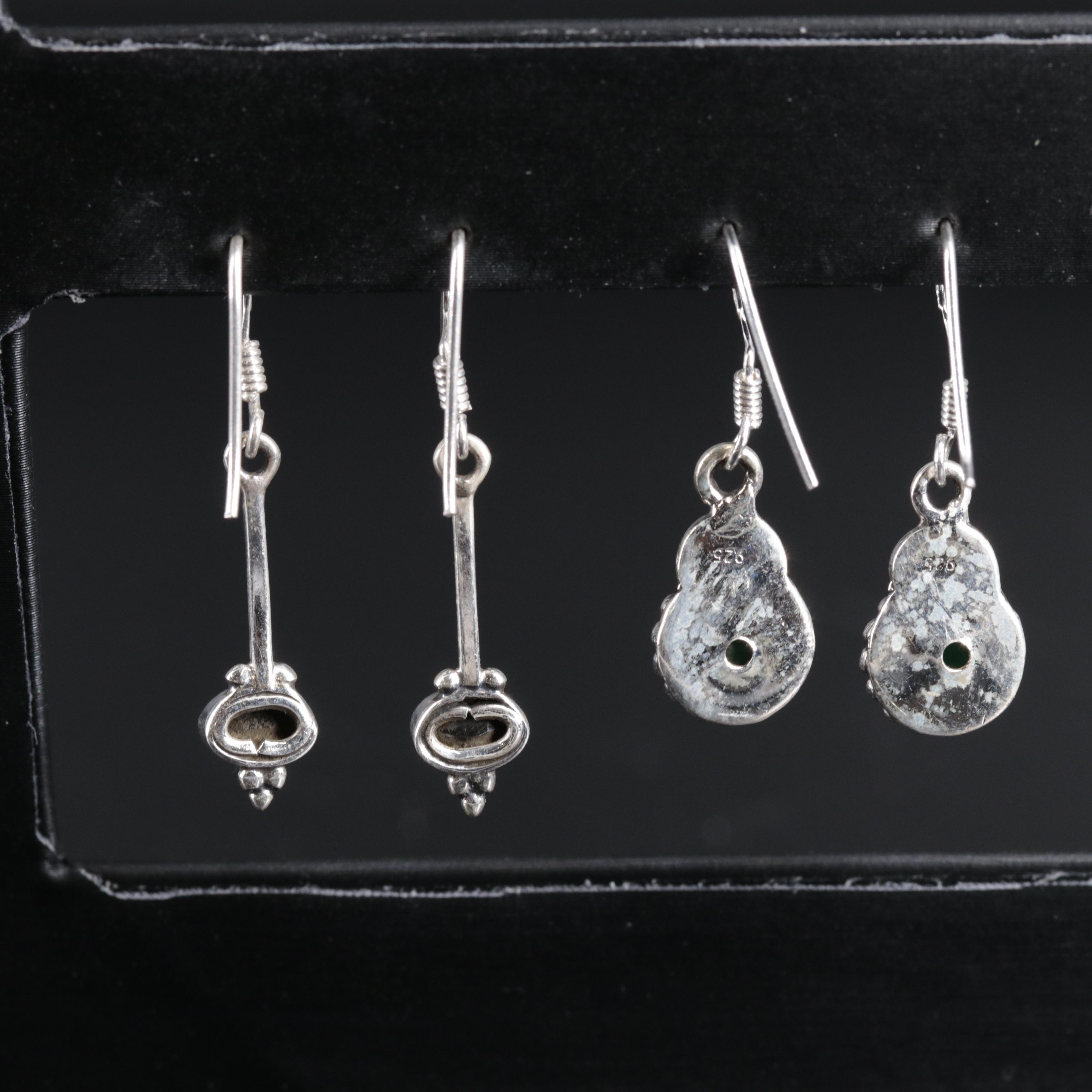 Sterling Silver Earring Collection Including Emerald