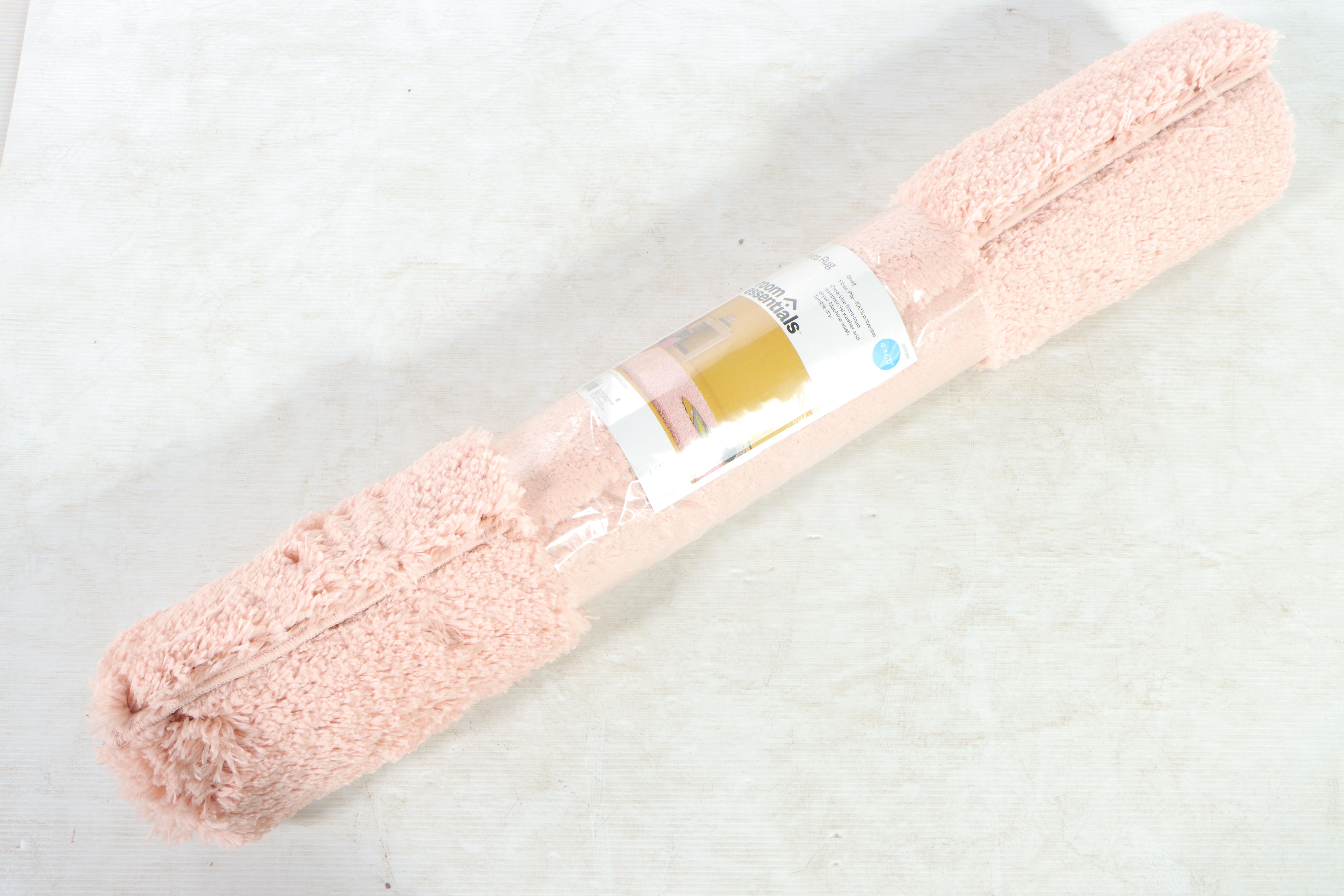 4' x 5'6 Machine Made Room Essentials Shag Area Rug and Corduroy Pouf