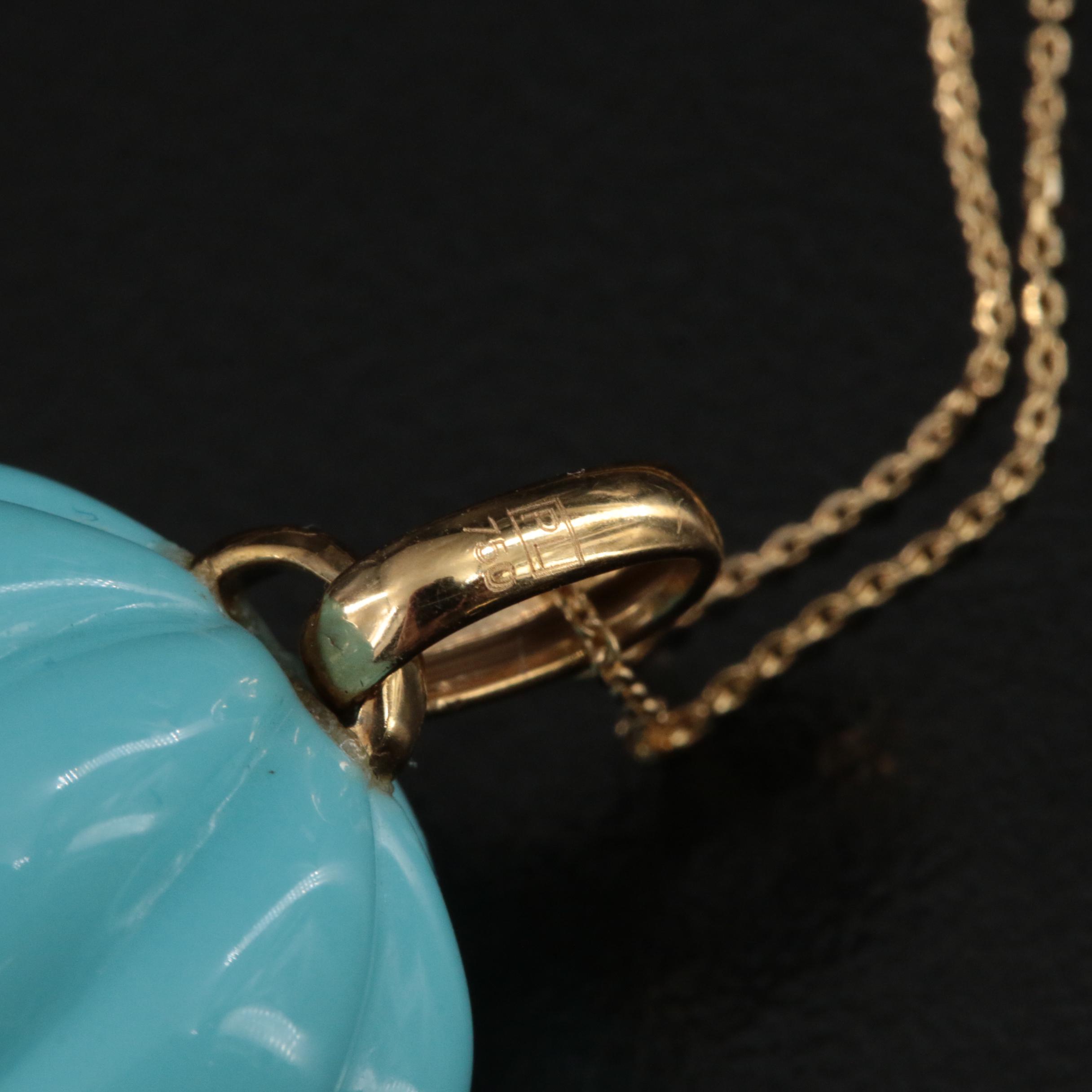 18K Faux Turquoise, White Agate and Diamond Hot Air Balloon Pendant Necklace