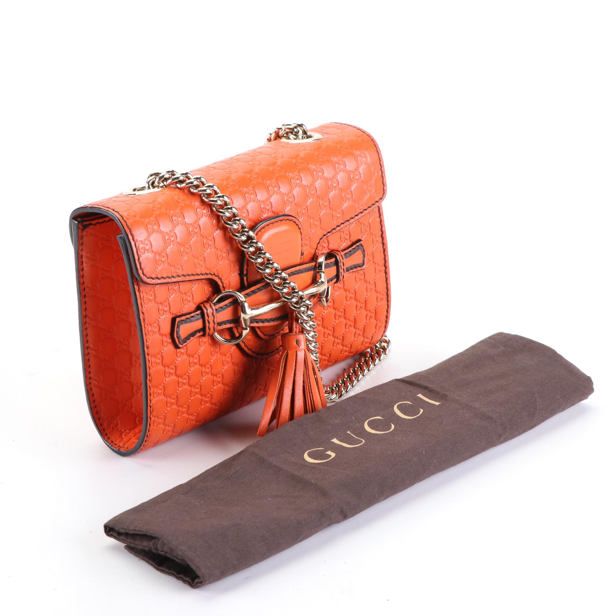 Gucci Emily Crossbody Front Flap Bag in Microguccissima Leather