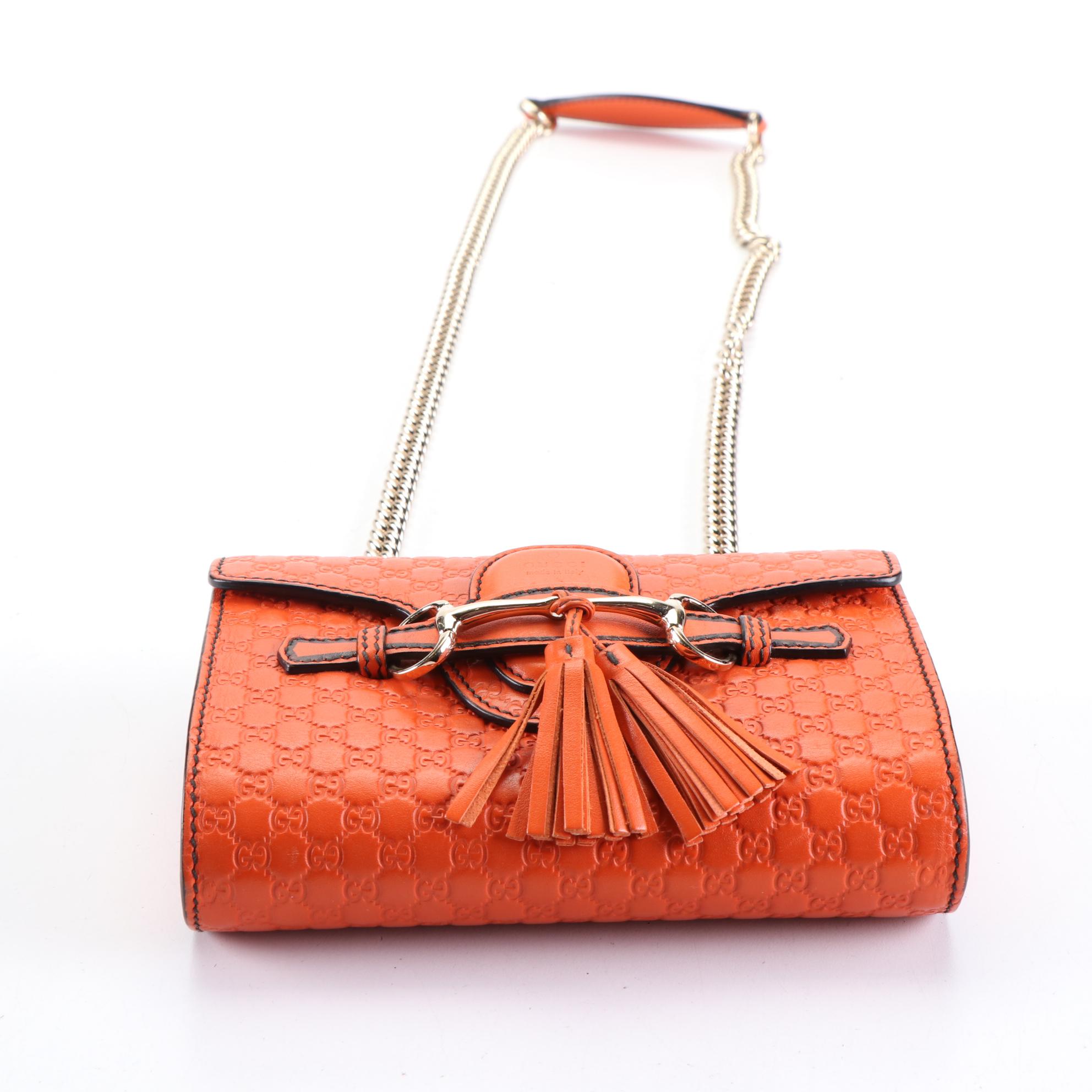 Gucci Emily Crossbody Front Flap Bag in Microguccissima Leather