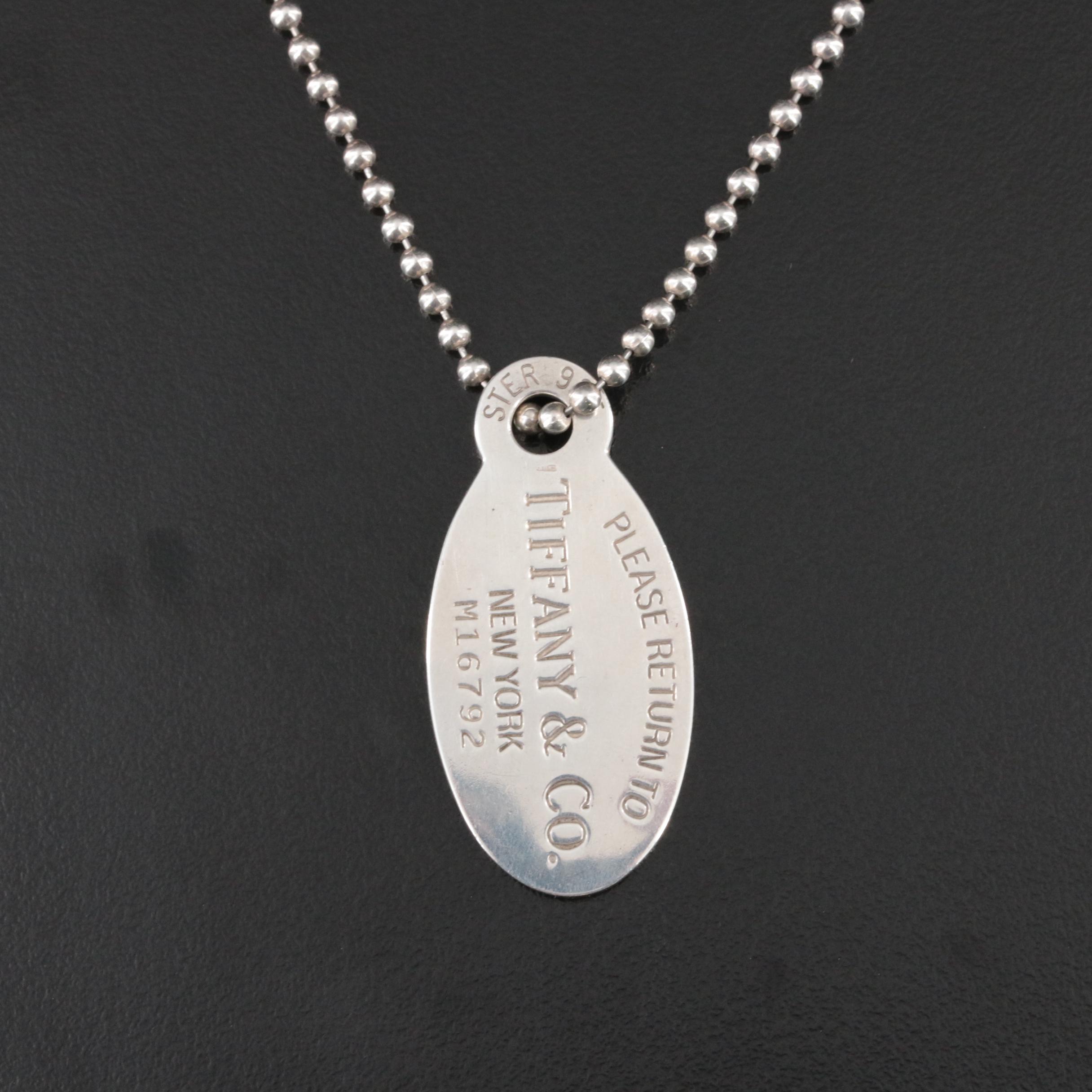 Tiffany & Co. Sterling Please Return to Tiffany Oval Tag Pendant Necklace