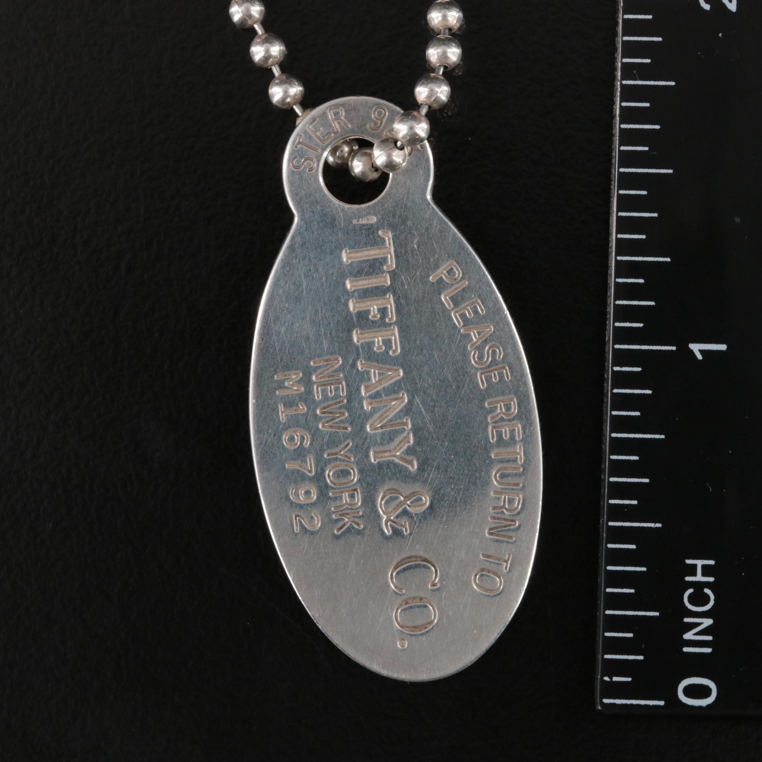 Tiffany & Co. Sterling Please Return to Tiffany Oval Tag Pendant Necklace