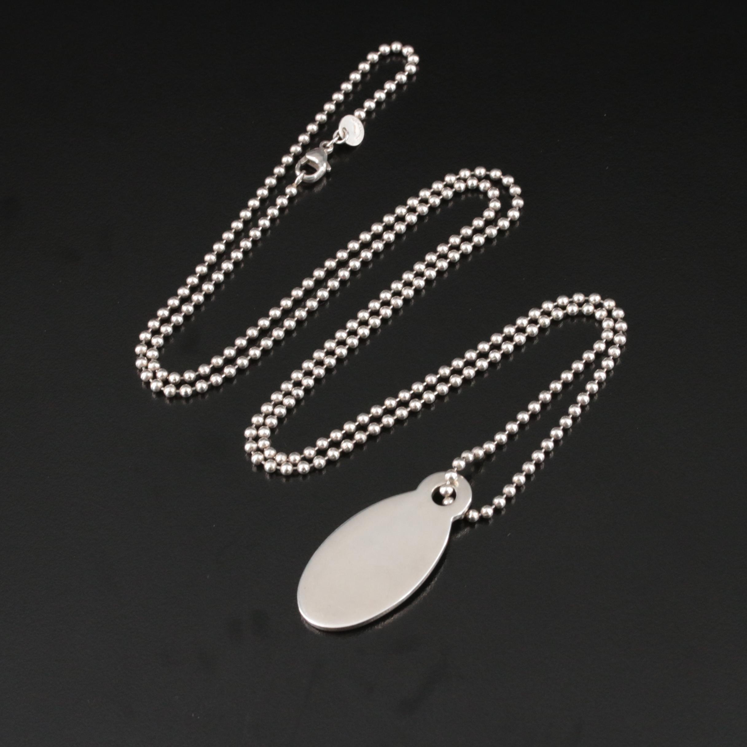 Tiffany & Co. Sterling Please Return to Tiffany Oval Tag Pendant Necklace