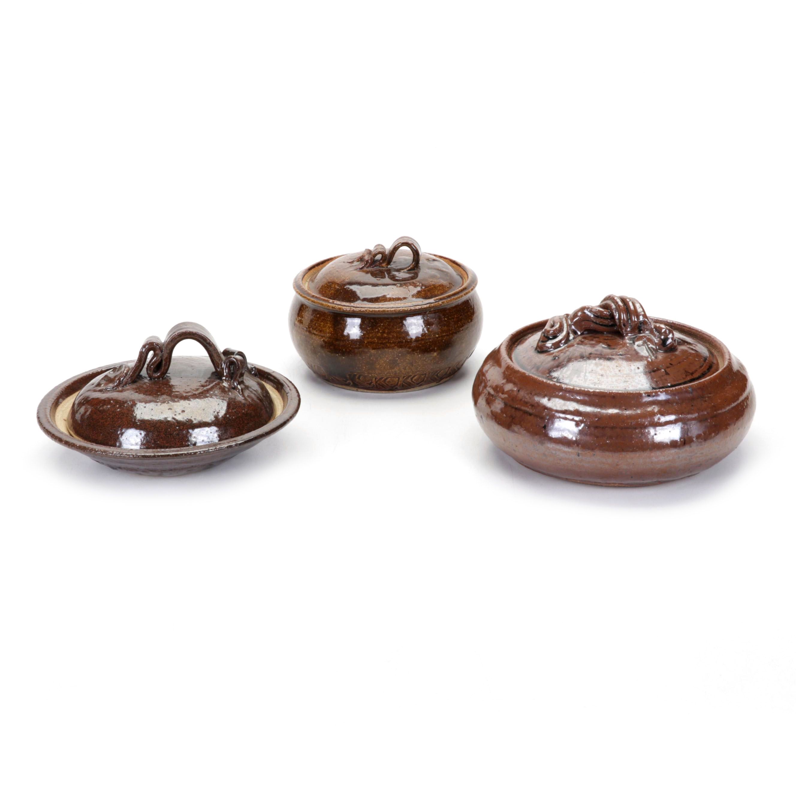 Betty Talbott and Other Studio Glazed Stoneware Lidded Vessels