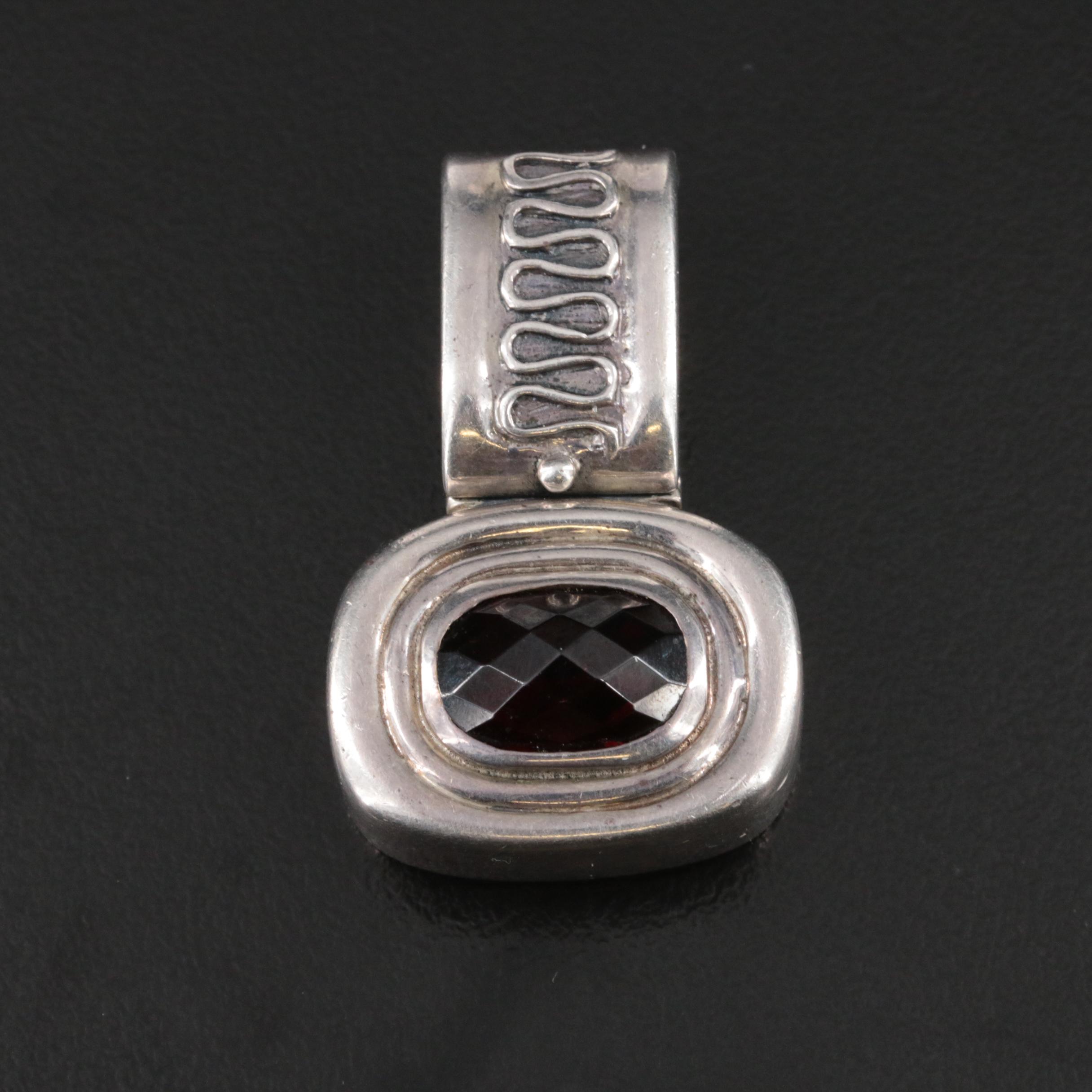 Flli Megegatti Sterling Garnet Enhancer Pendant