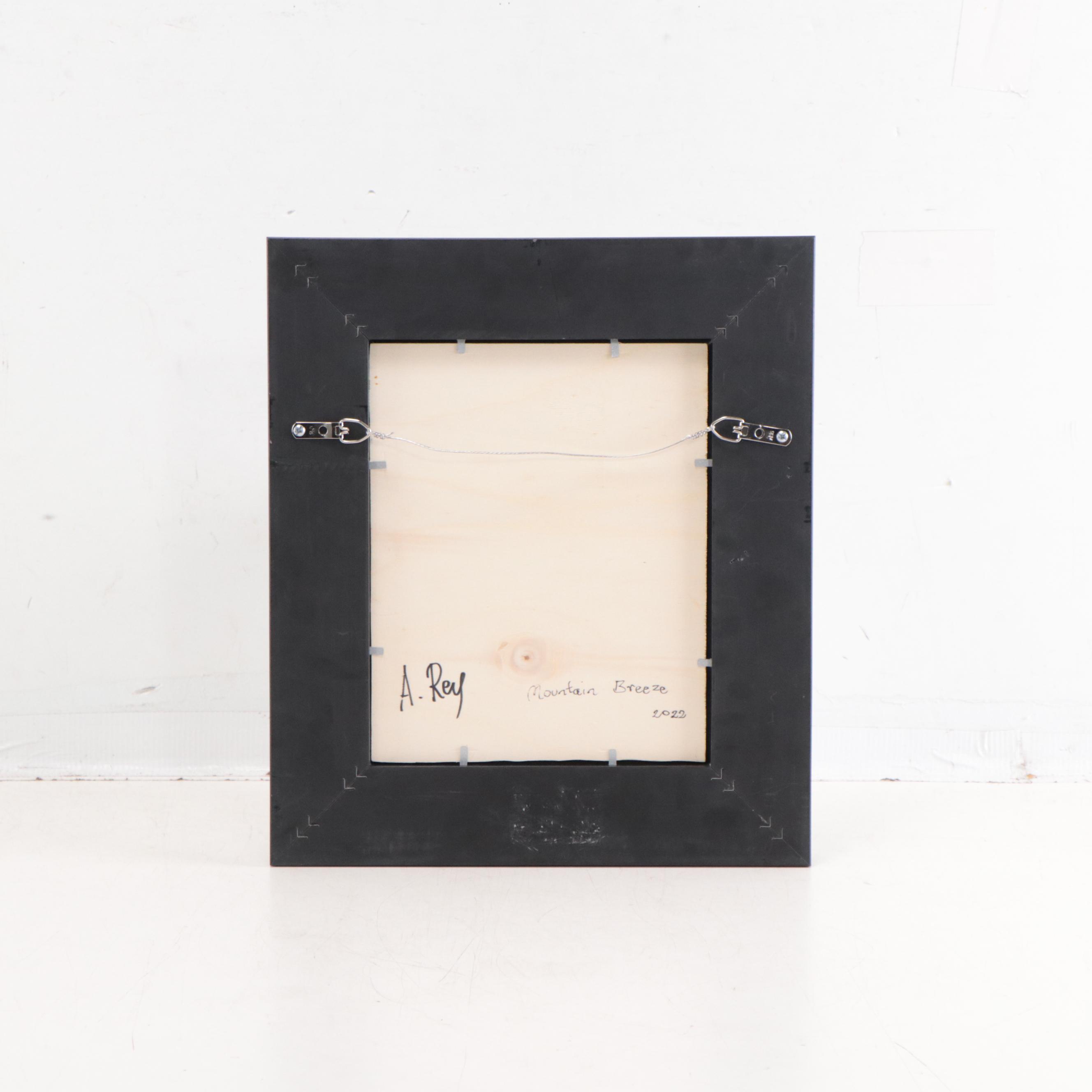 Agnes Rey Oil Painting of Lambs In Landscape "Mountain Breeze," 2022