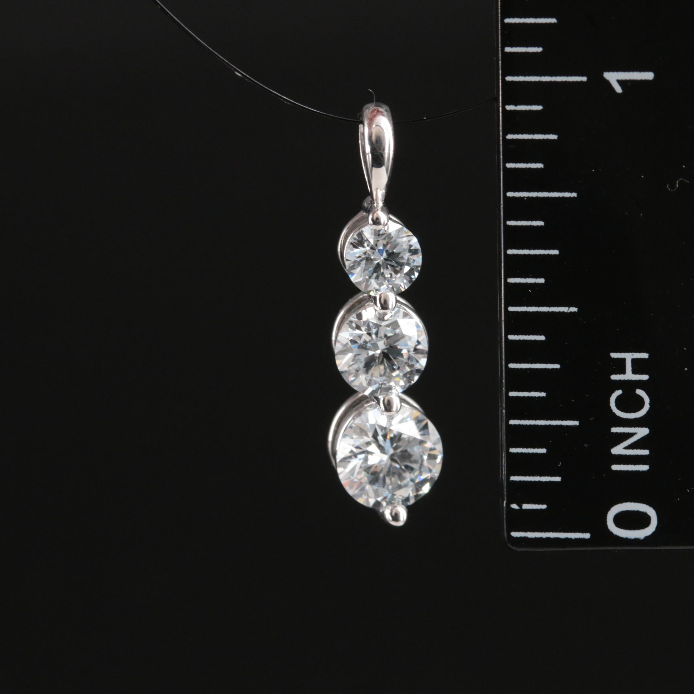 14K 1.58 CTW Lab Grown Diamond Graduated Pendant