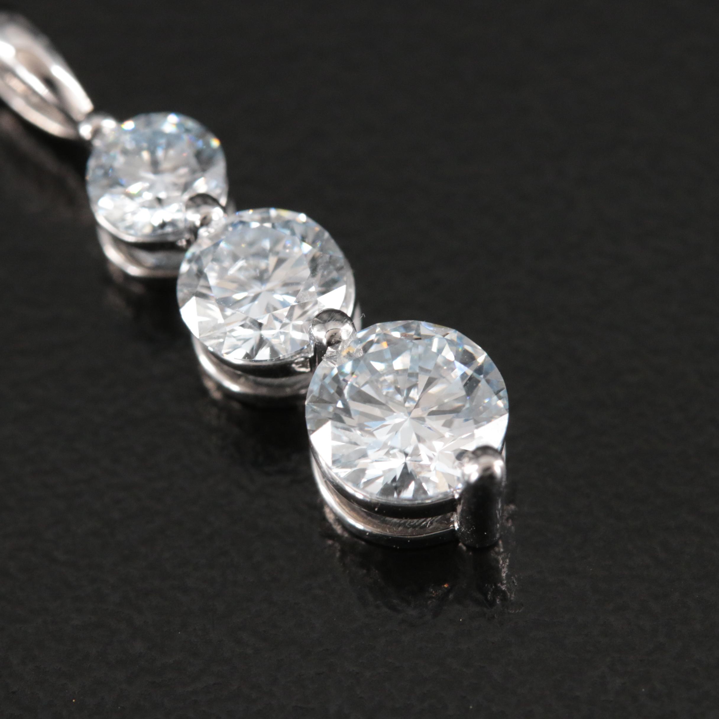 14K 1.58 CTW Lab Grown Diamond Graduated Pendant