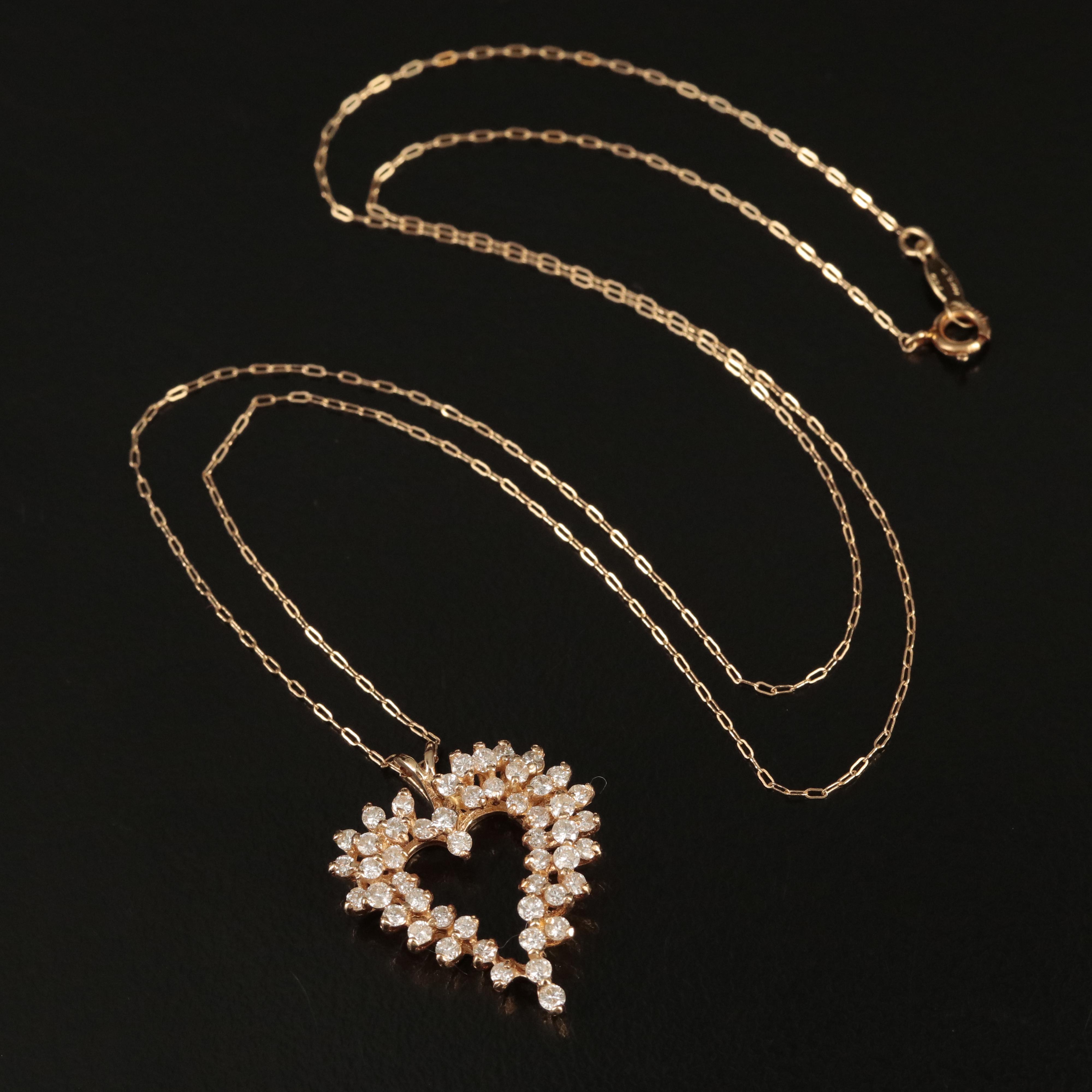 14K 1.03 CTW Diamond Heart Necklace