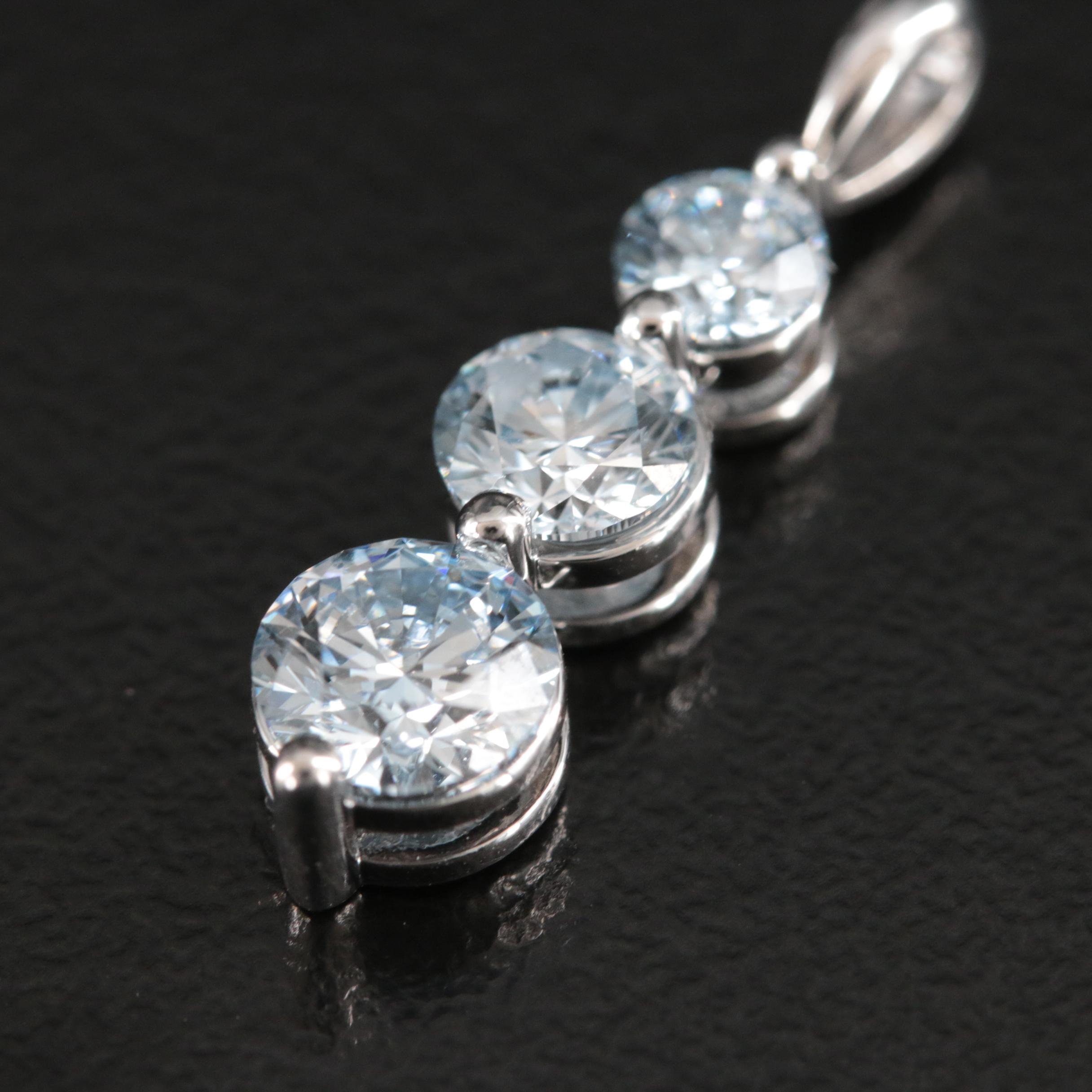 14K 1.52 CTW Lab Grown Diamond Graduated Pendant