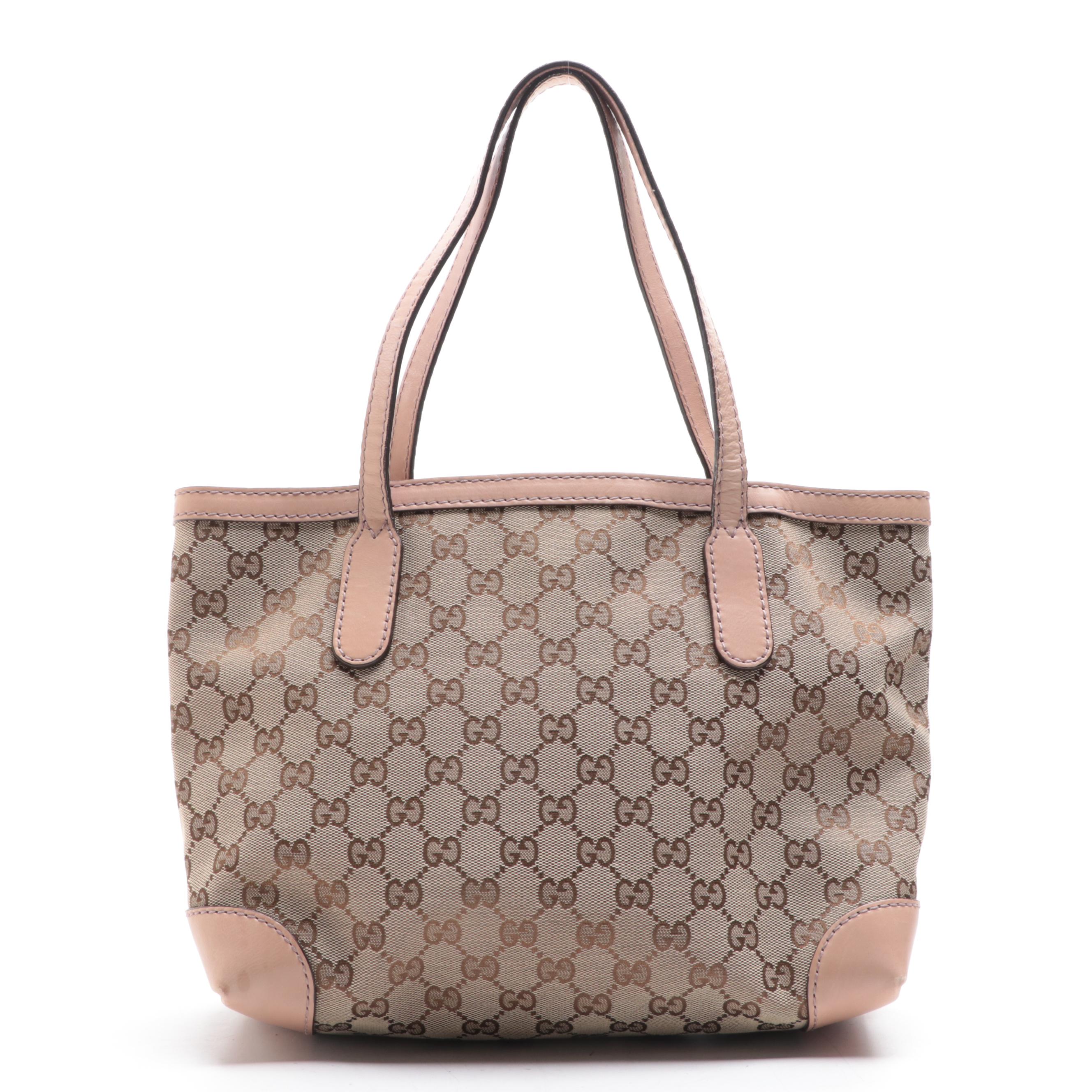 Gucci Stirrup Tote in GG Canvas and Leather Trim