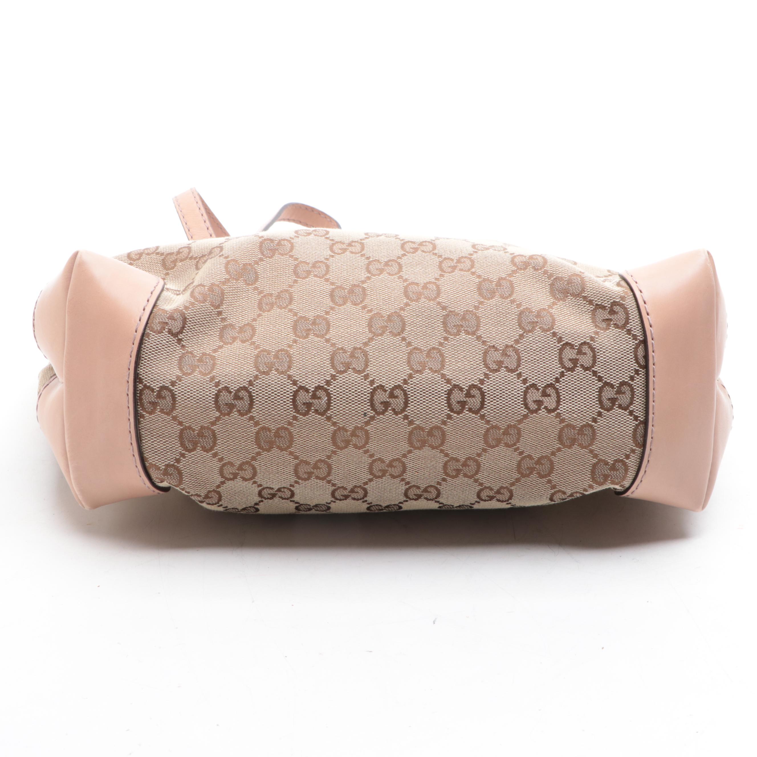 Gucci Stirrup Tote in GG Canvas and Leather Trim