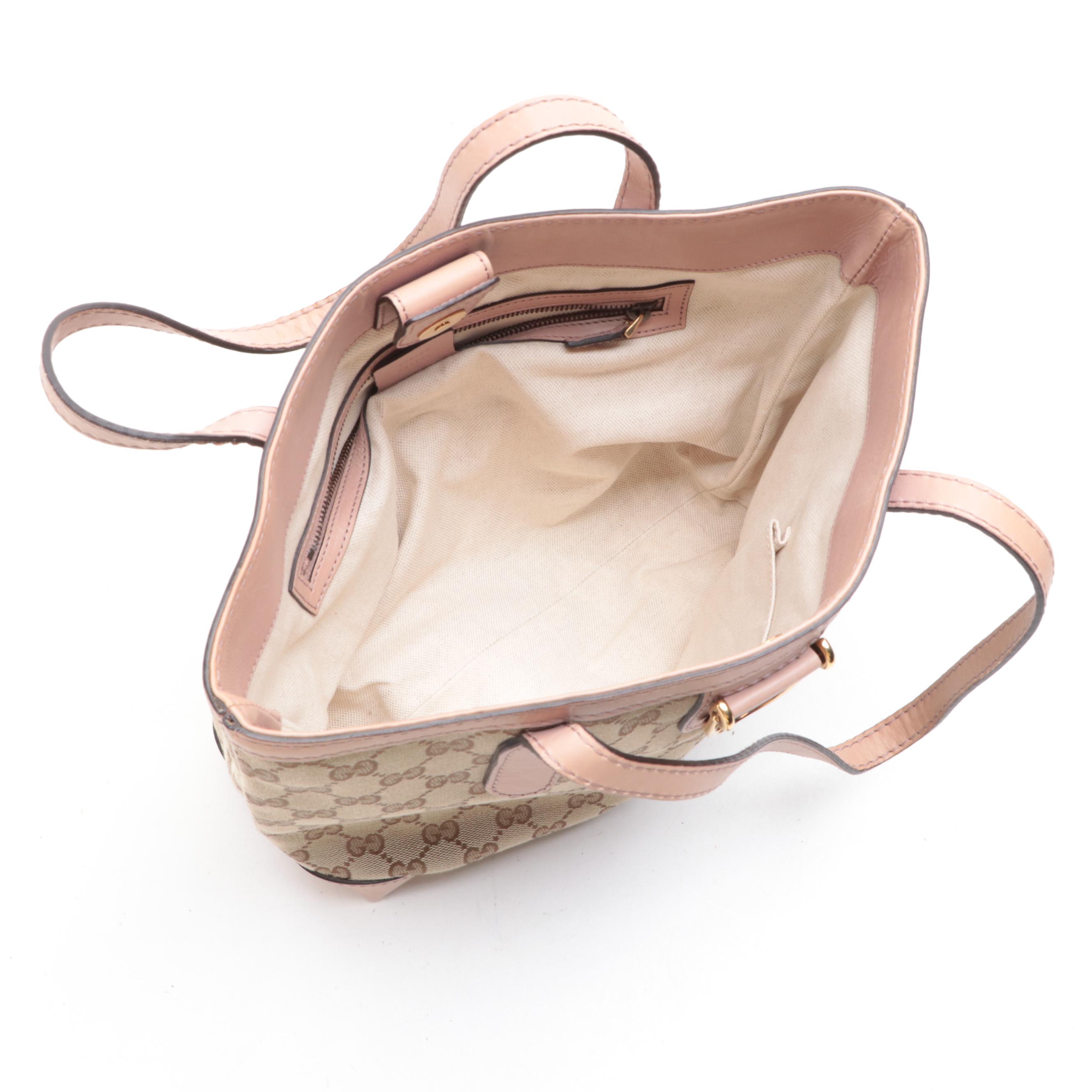 Gucci Stirrup Tote in GG Canvas and Leather Trim