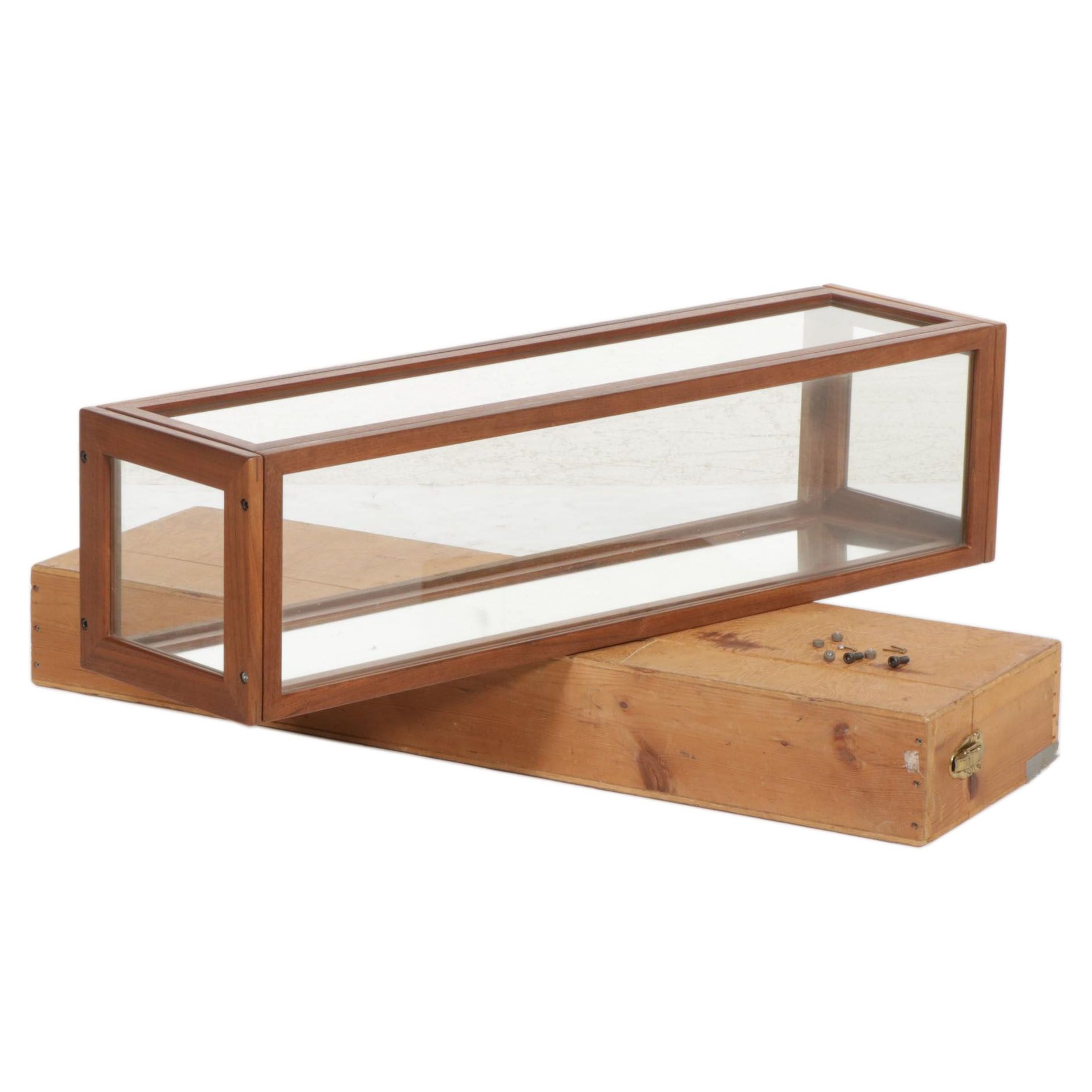 Contemporary Bench-Made Walnut and Glass Tabletop Display Case