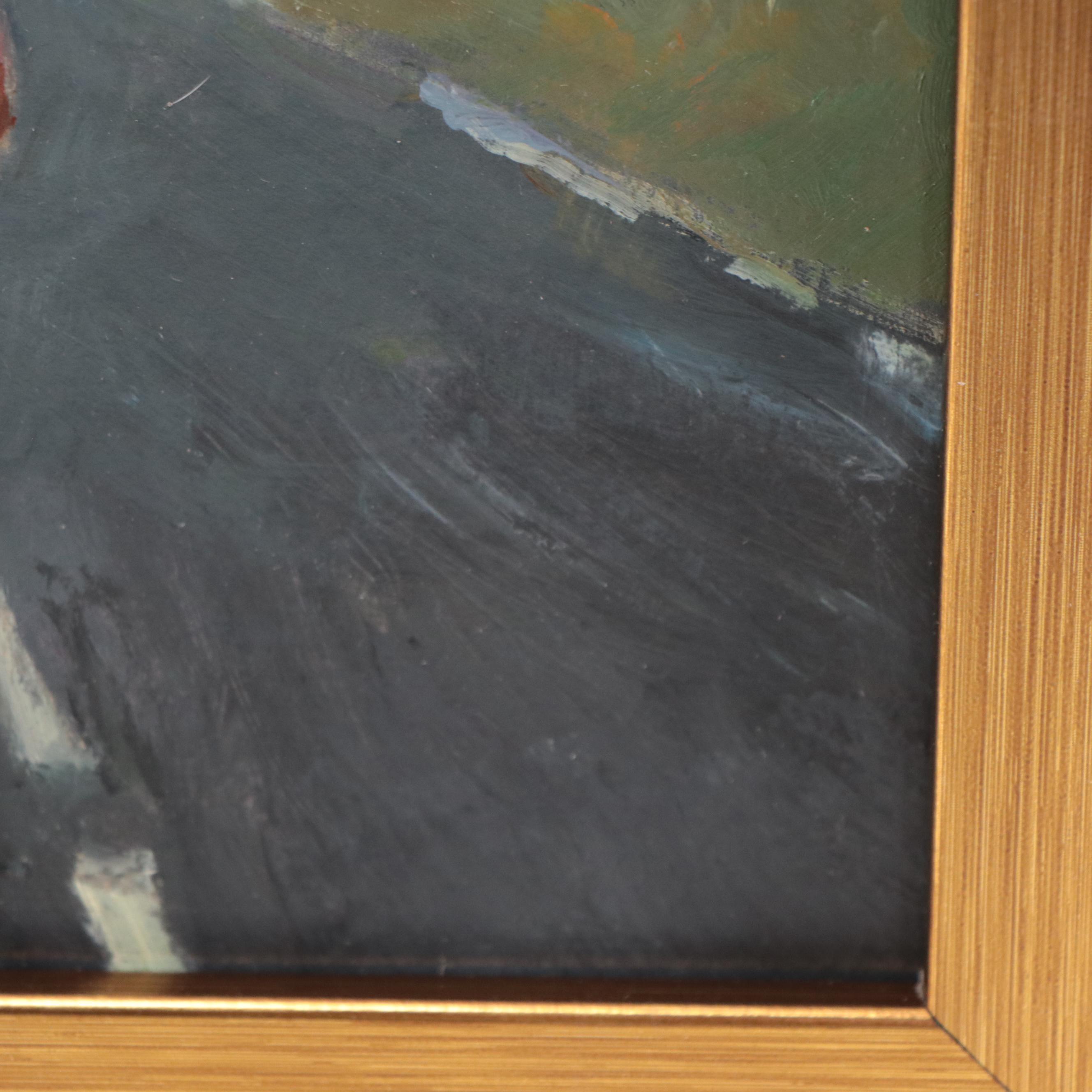 Agnes Rey Oil Painting of Cow In Landscape "Tornado," 2023