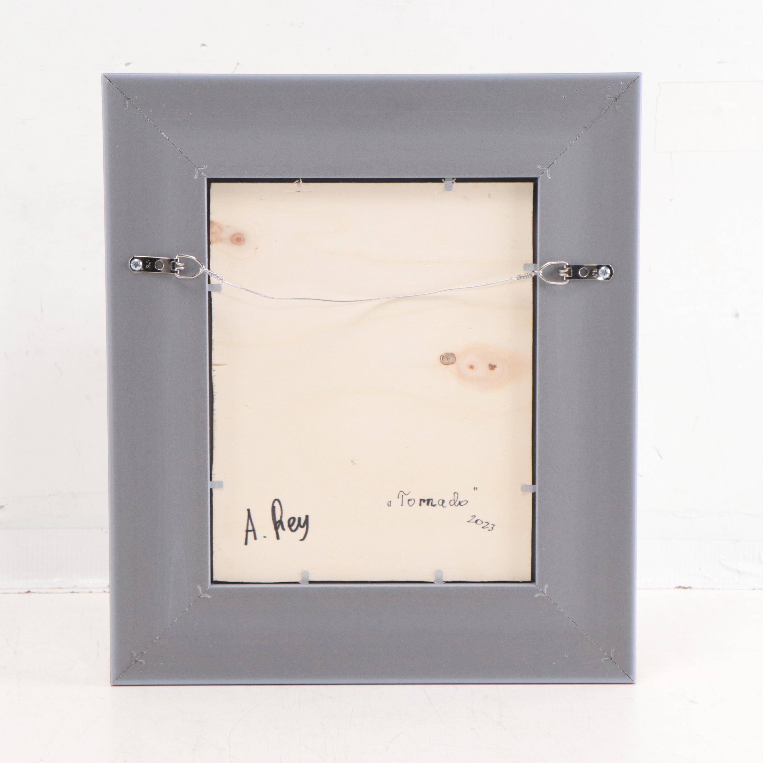 Agnes Rey Oil Painting of Cow In Landscape "Tornado," 2023