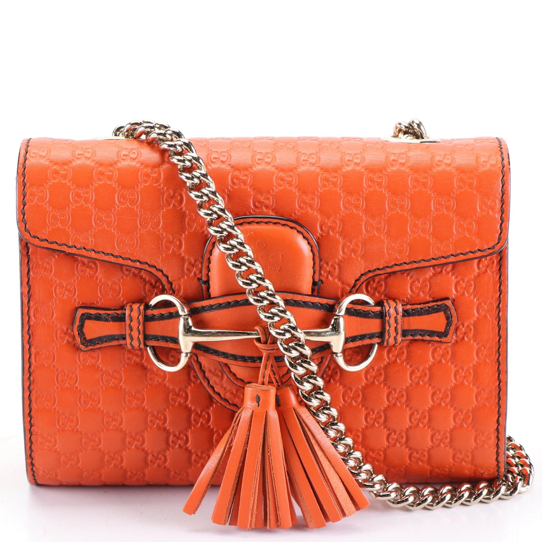 Gucci Emily Crossbody Front Flap Bag in Microguccissima Leather