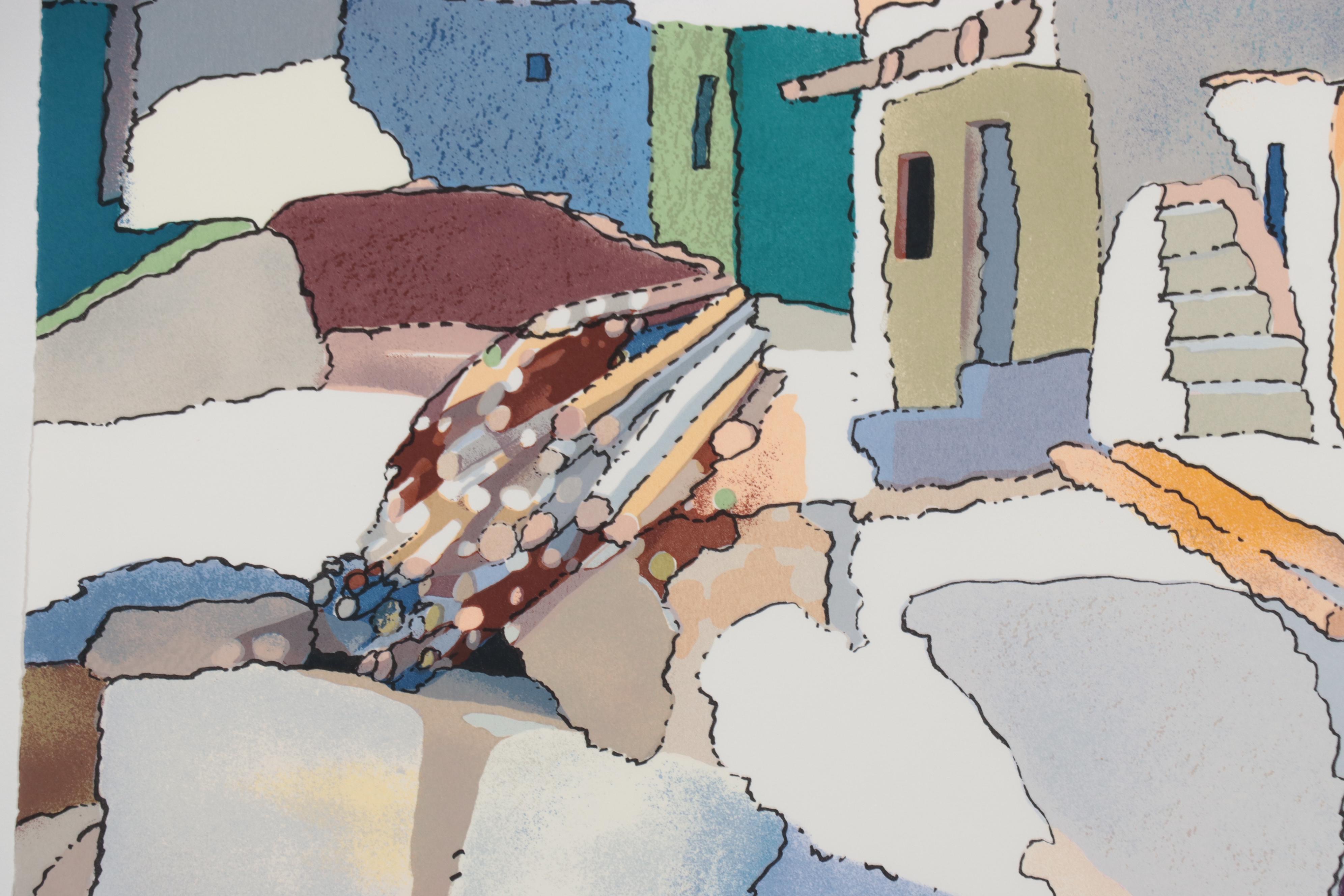 Sari Staggs Serigraph of Pueblos, 1988