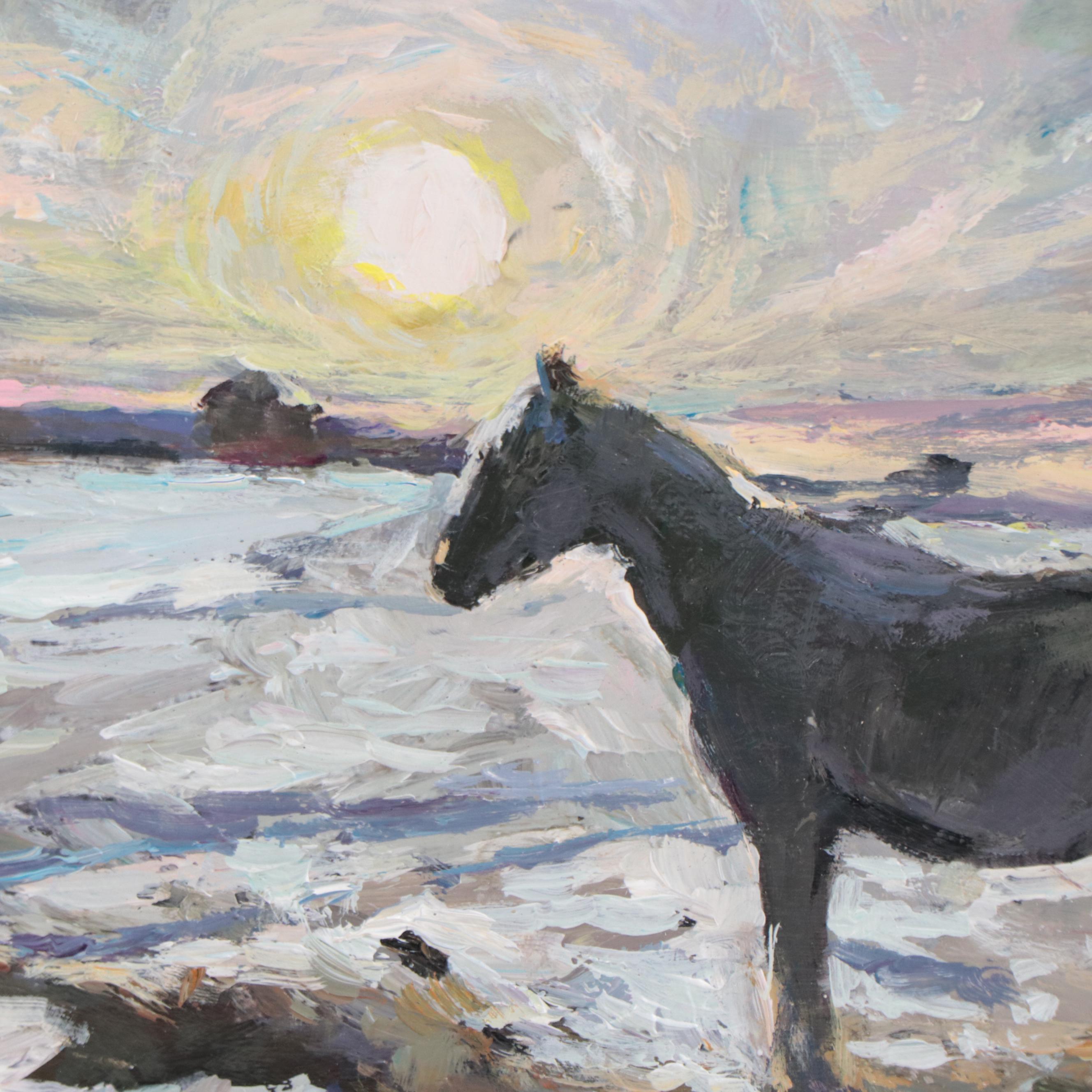 Agnes Rey Oil Painting of Horse "The Winter Sun," 2022