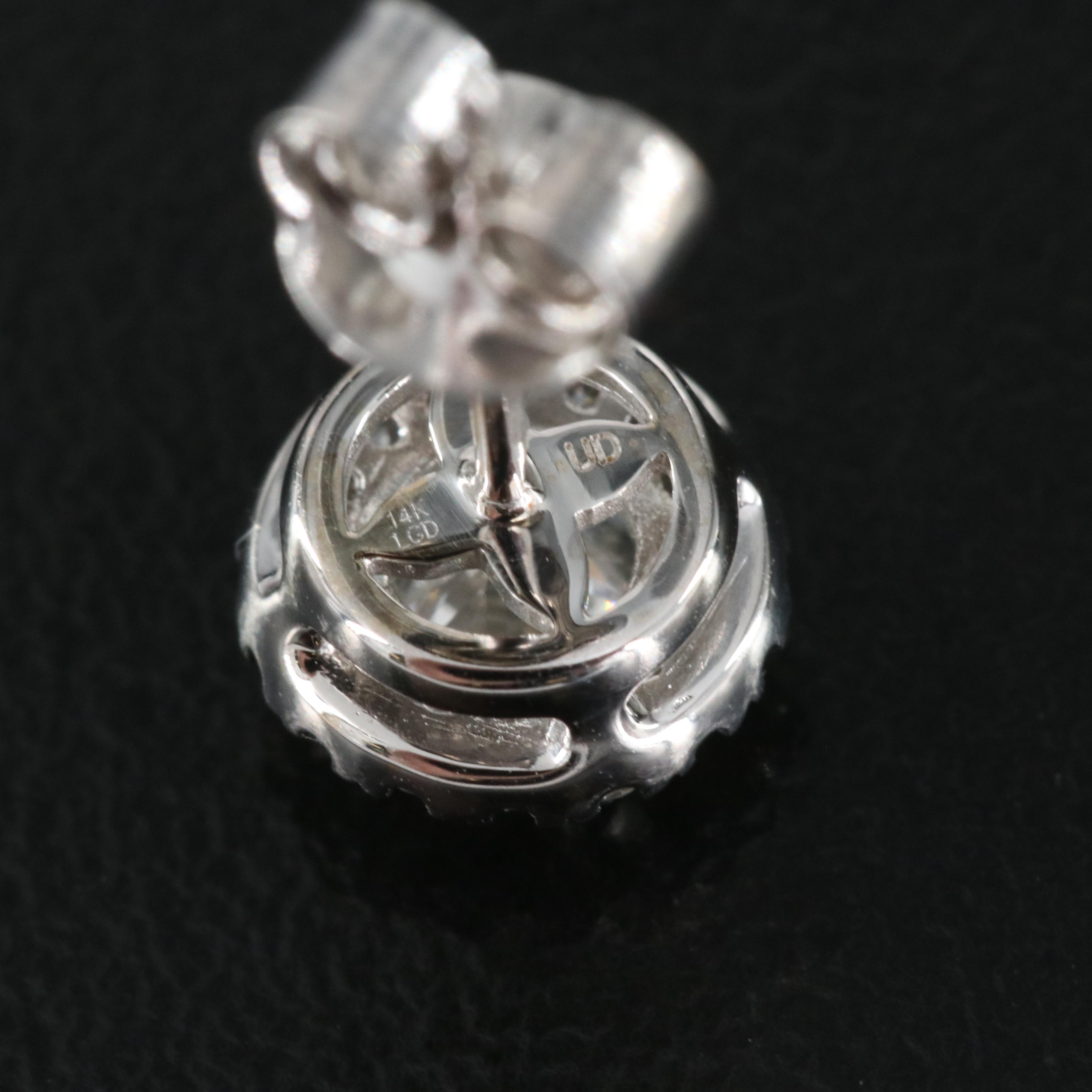 14K 0.96 CTW Lab Grown Diamond Cluster Stud Earrings