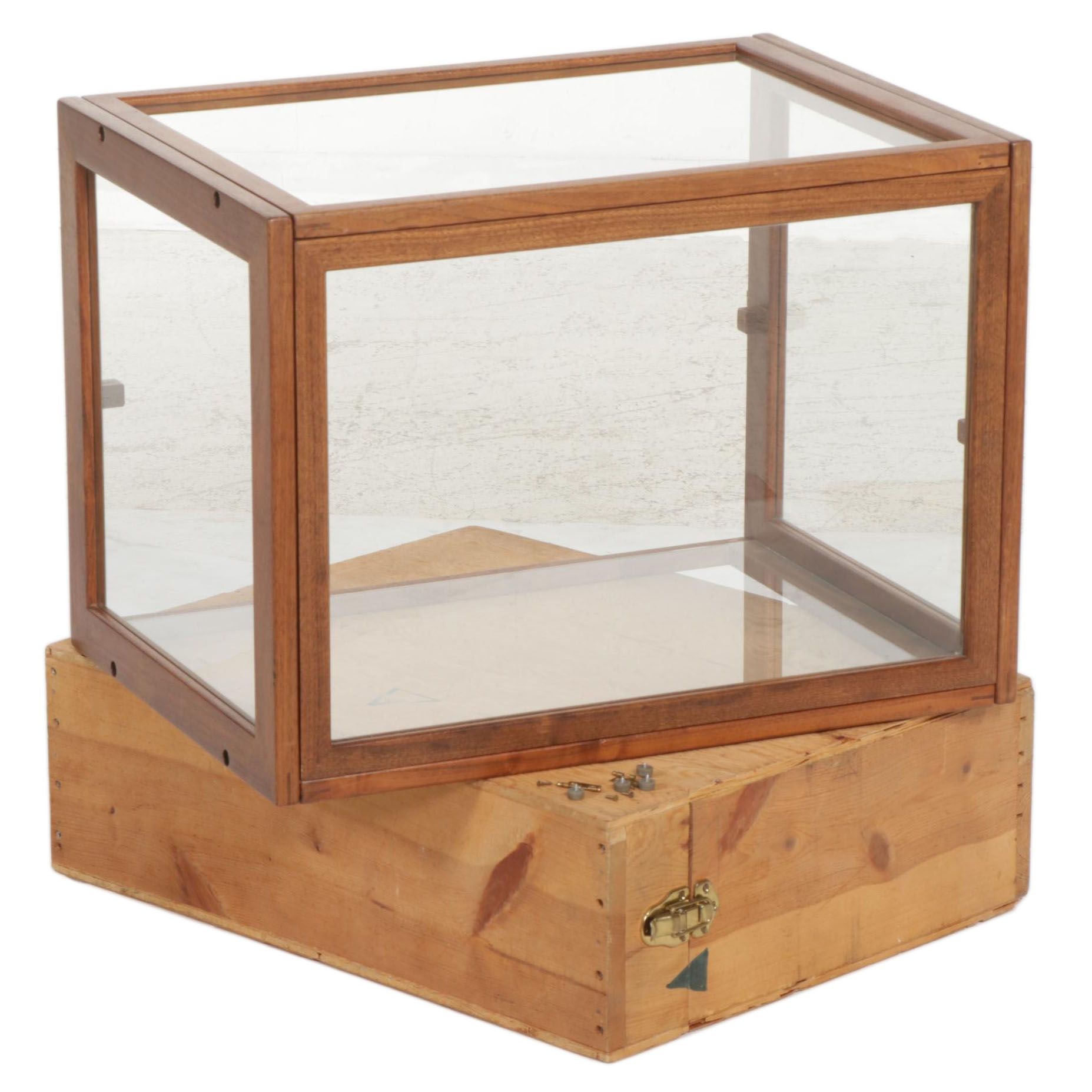 Contemporary Bench-Made Walnut and Glass Tabletop Display Cabinet