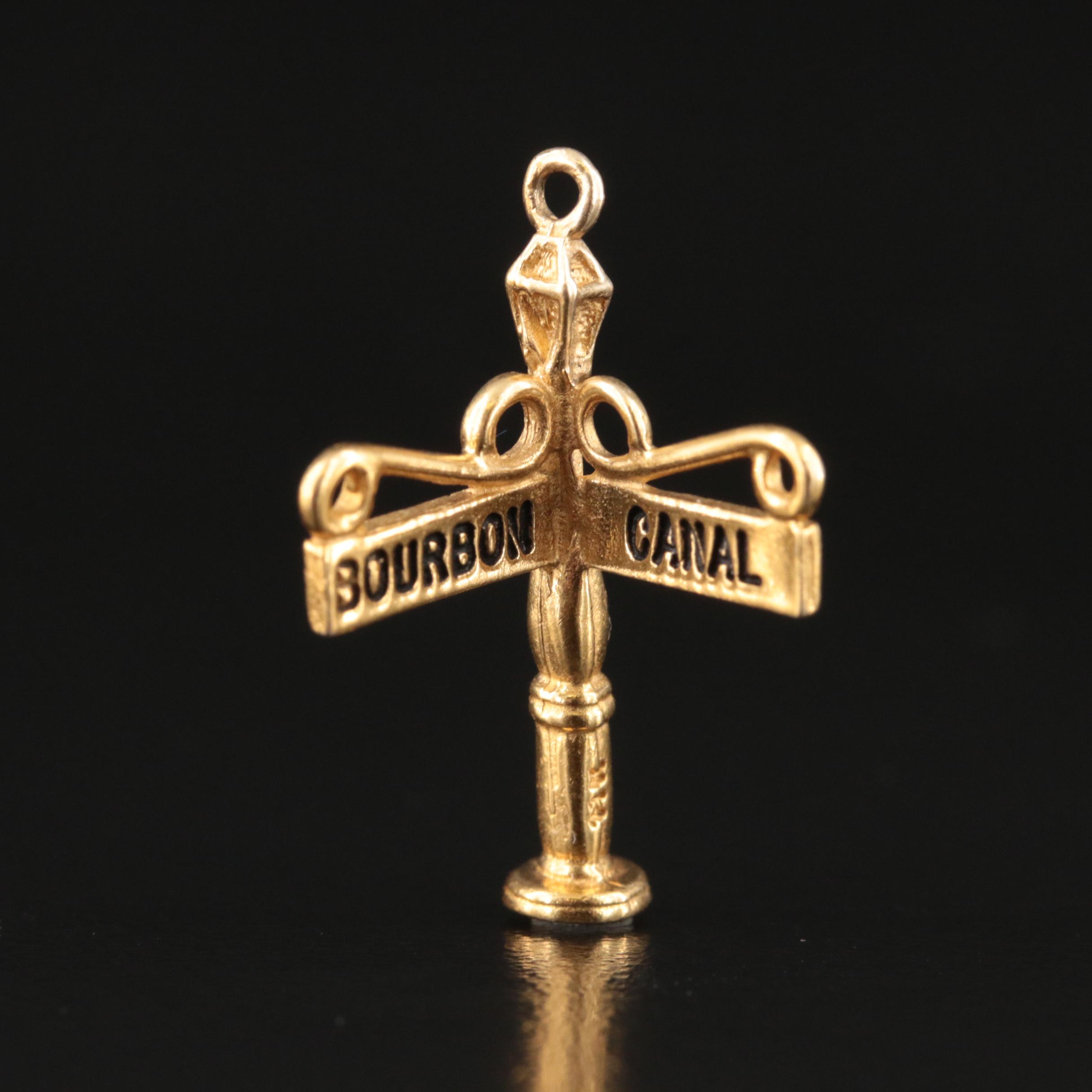 14K Bourbon Canal Street Sign Charm