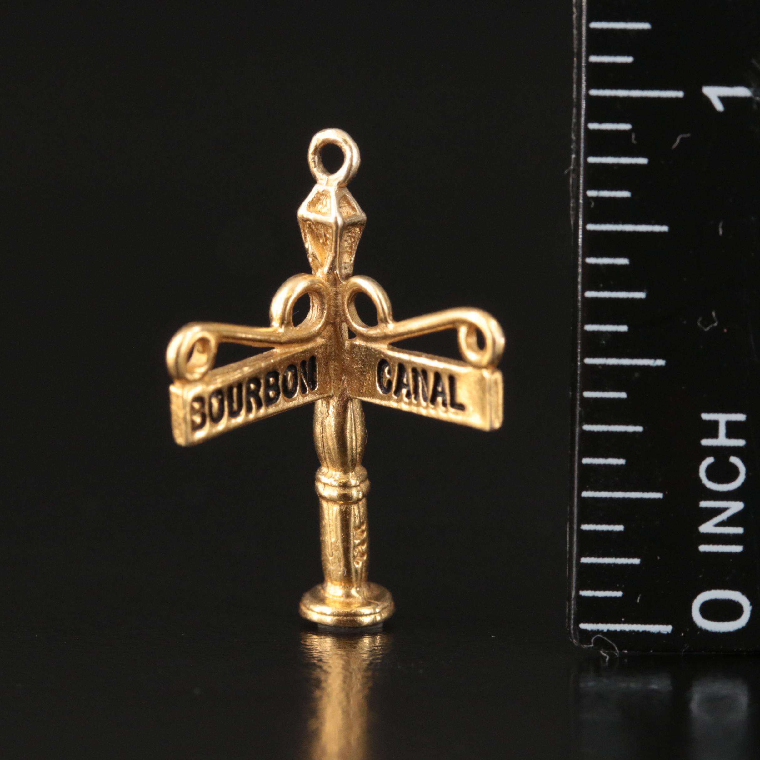 14K Bourbon Canal Street Sign Charm