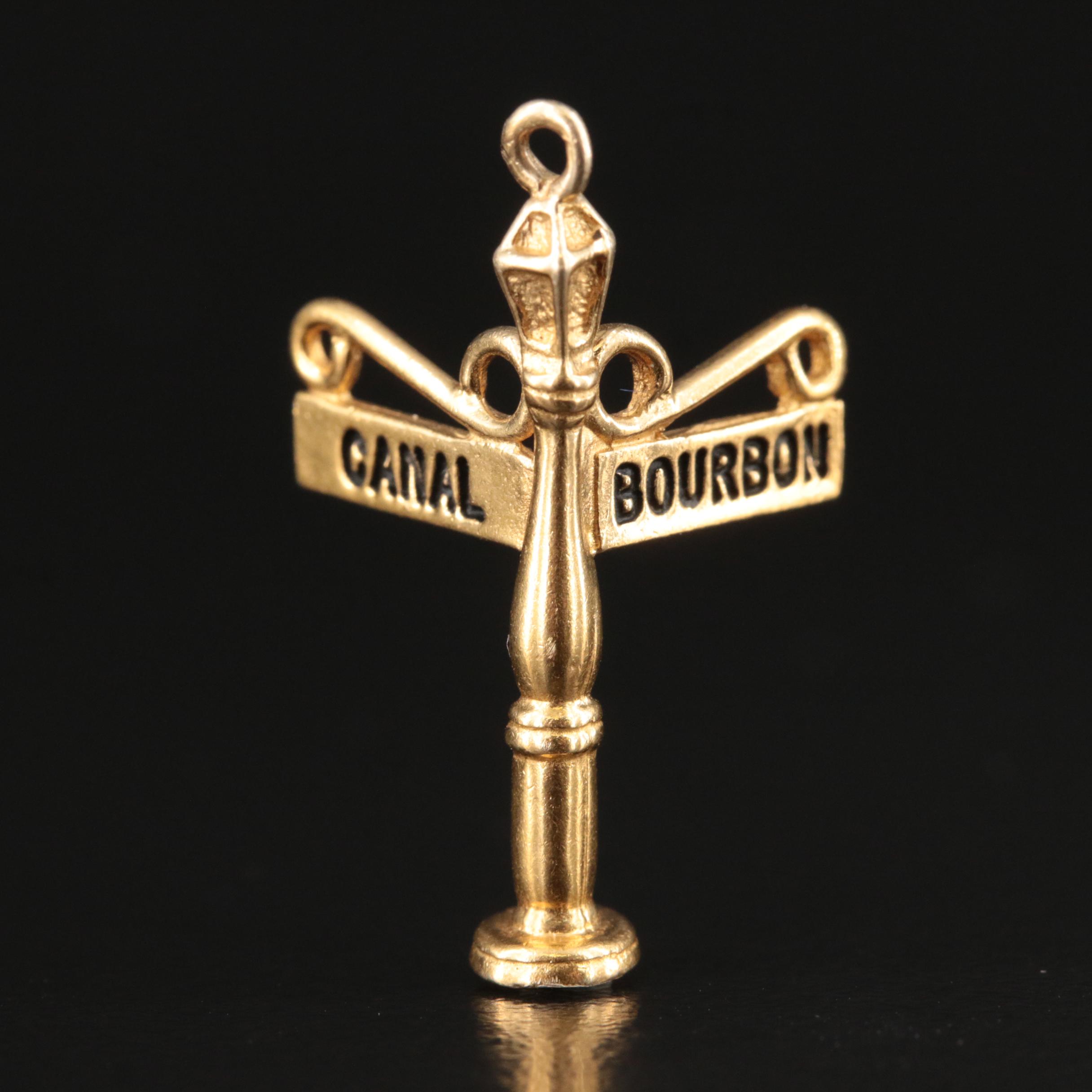 14K Bourbon Canal Street Sign Charm