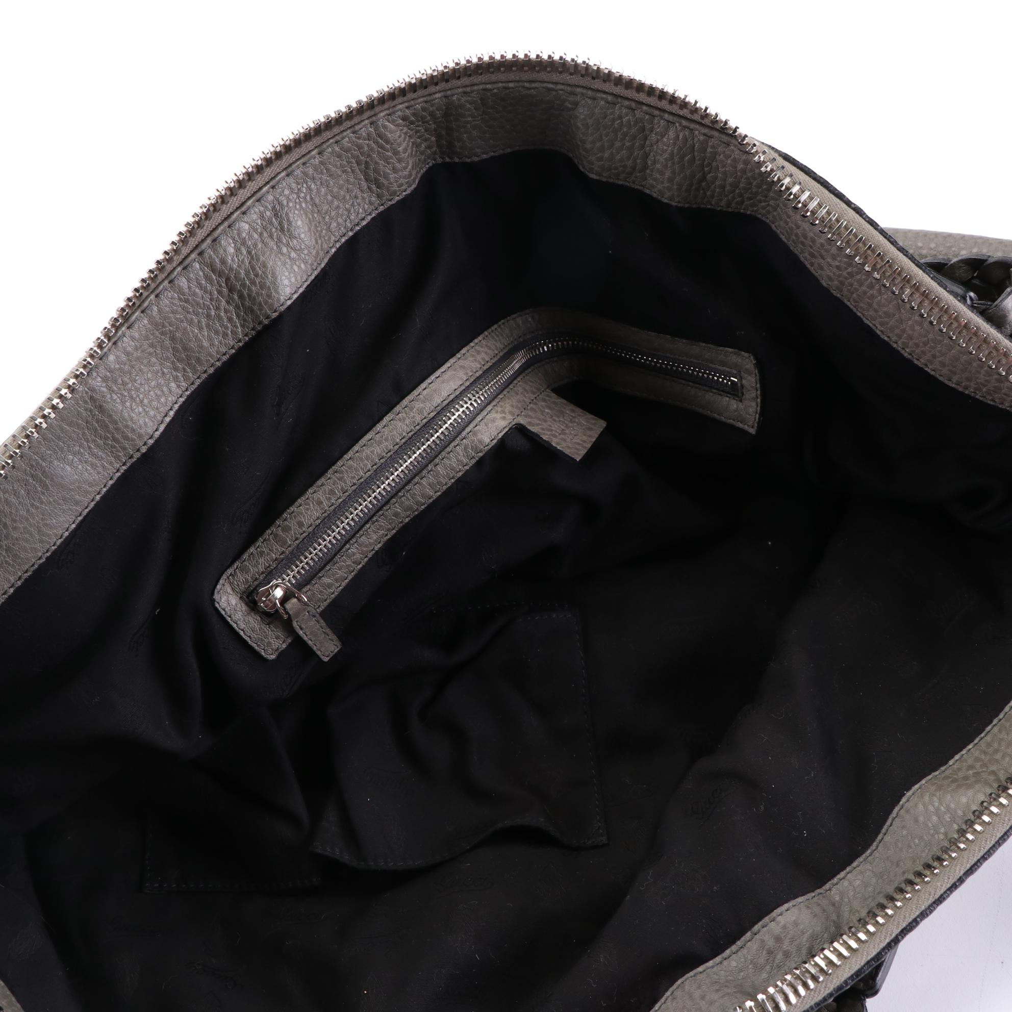 Gucci Bamboo Bar Large Shoulder Bag in Grain Leather and Guccissima