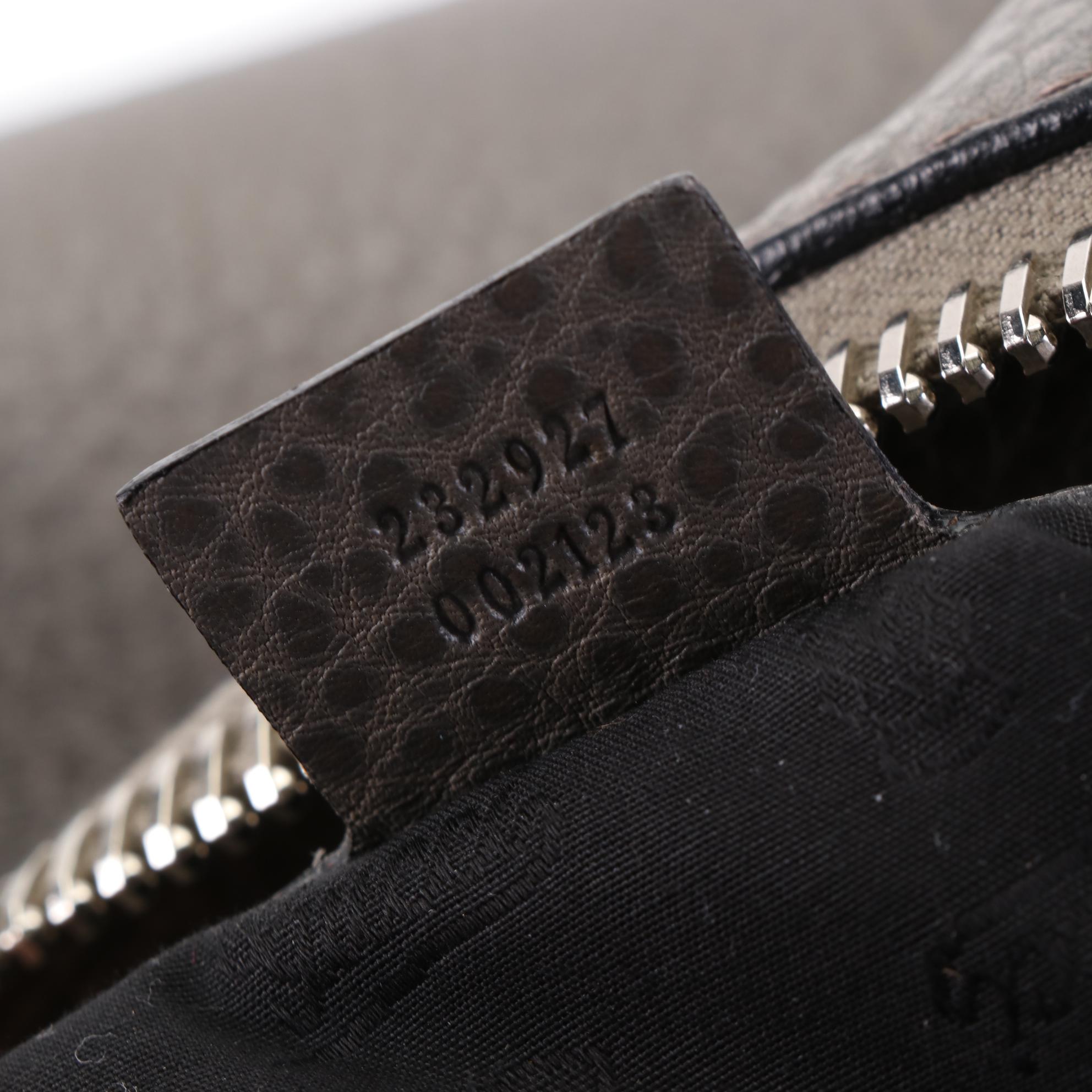 Gucci Bamboo Bar Large Shoulder Bag in Grain Leather and Guccissima