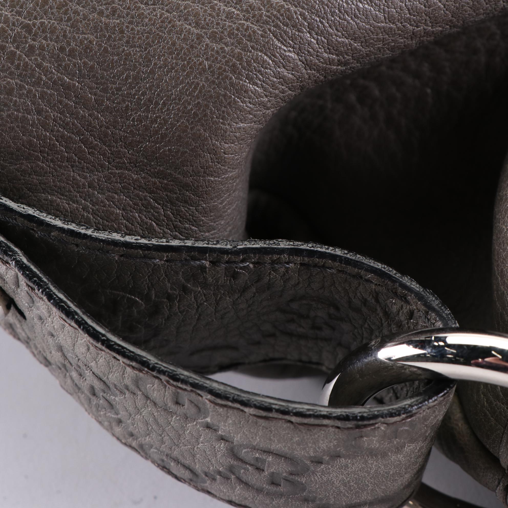 Gucci Bamboo Bar Large Shoulder Bag in Grain Leather and Guccissima