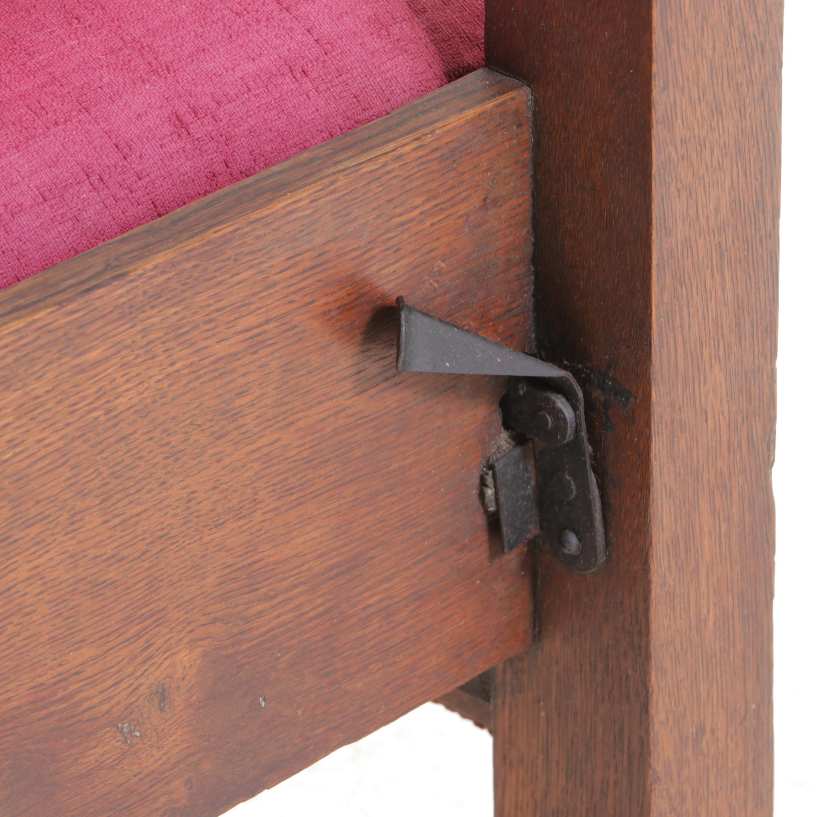 Arts and Crafts Oak and Upholstered Reclining Armchair