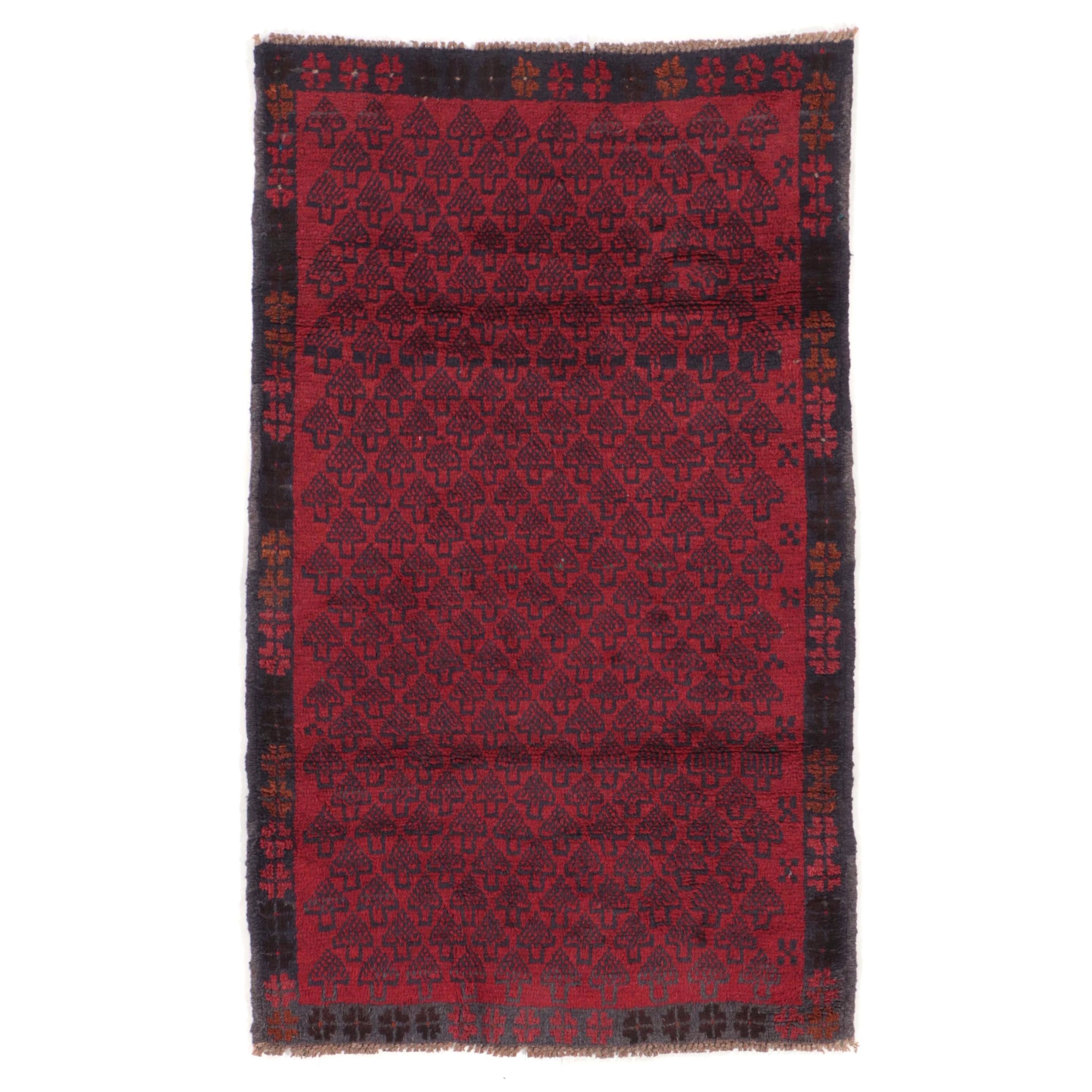 2'8 x 4'4 Hand-Knotted Afghan Baluch Accent Rug