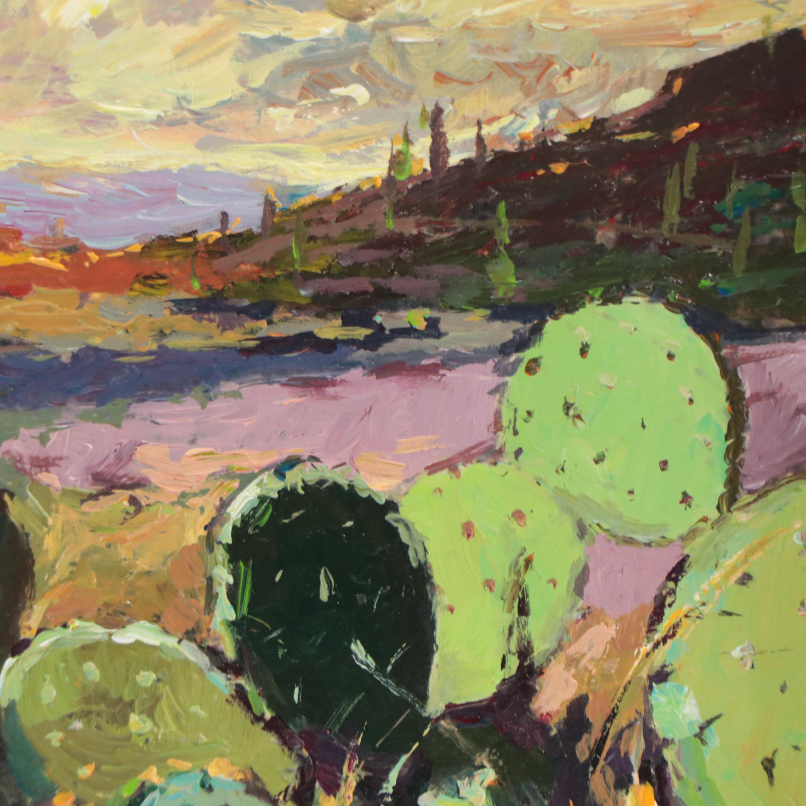 Agnes Rey Oil Painting of Landscape "Under the Desert Sun," 2022