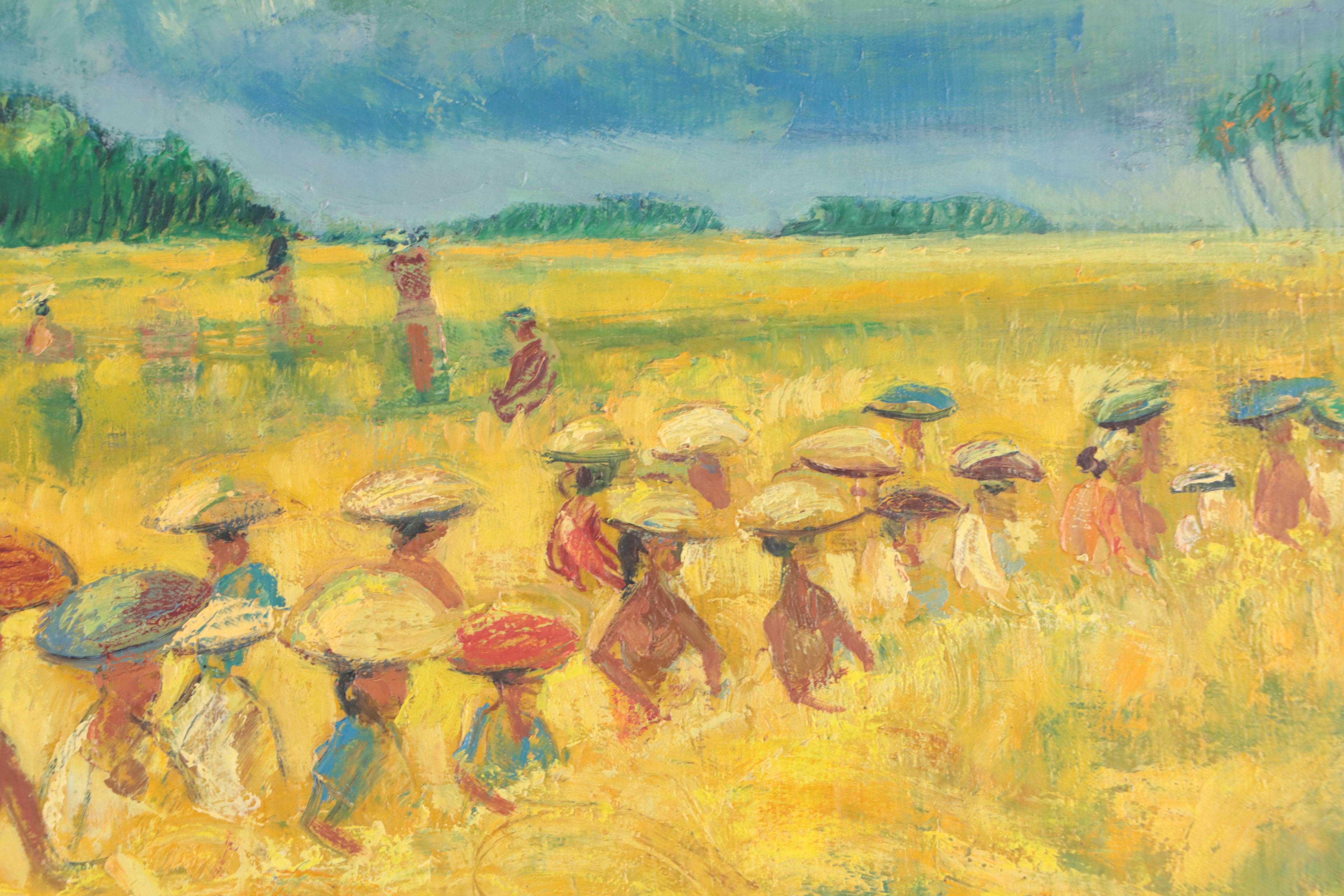 Oil Painting of Rice Harvest, 1960