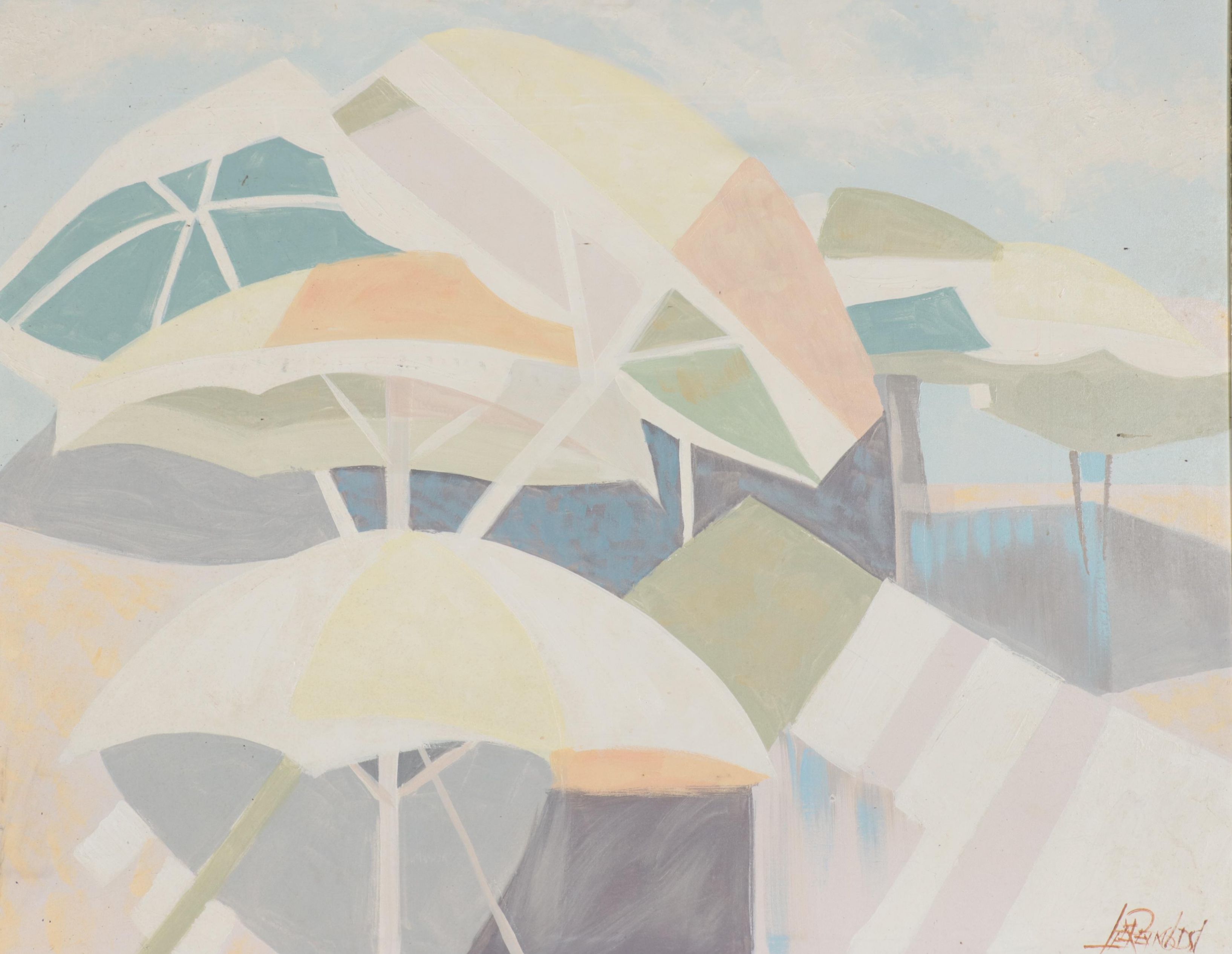 Vanguard Studios Large-Scale Beach Scene Acrylic Painting, Circa 1970