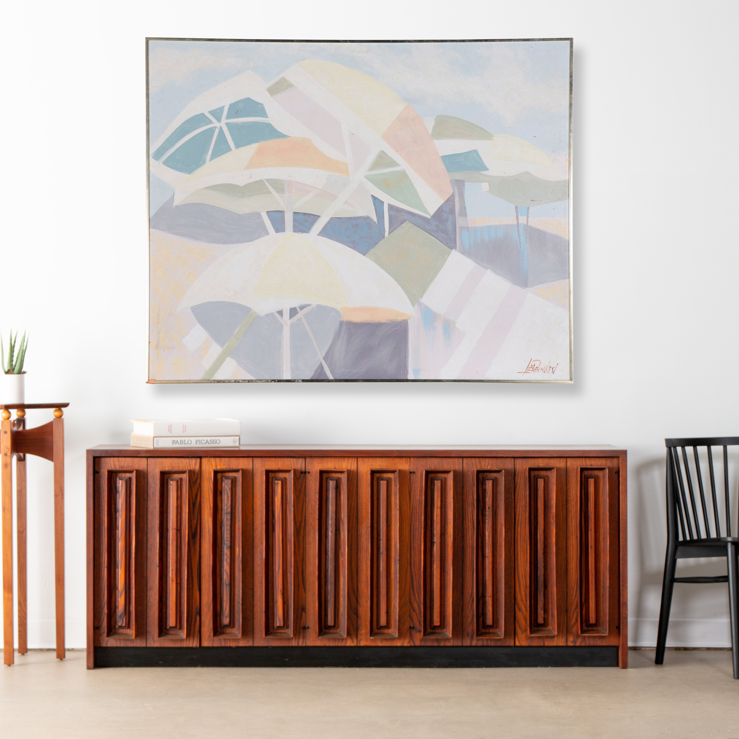 Vanguard Studios Large-Scale Beach Scene Acrylic Painting, Circa 1970