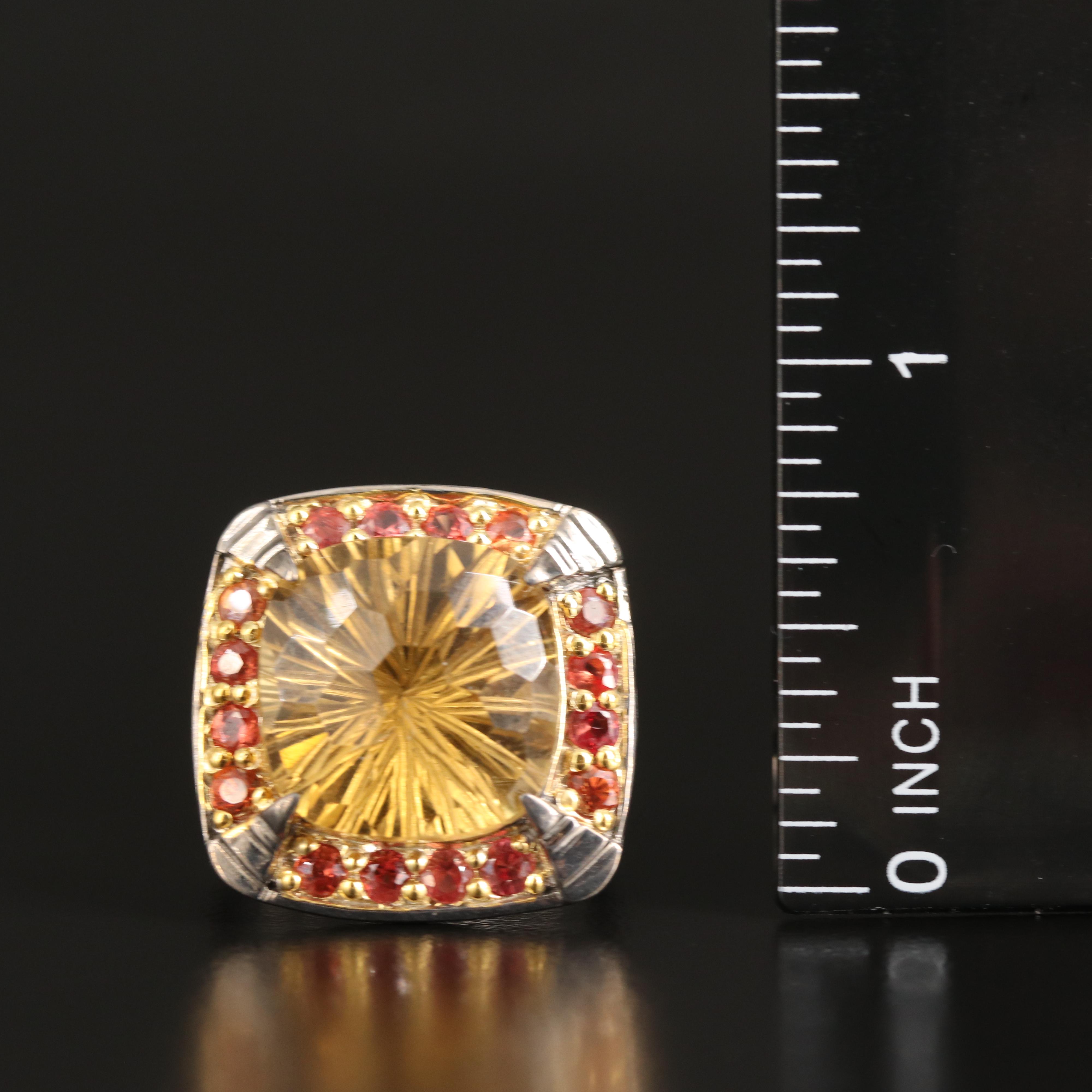 Sterling Citrine and Sapphire Ring