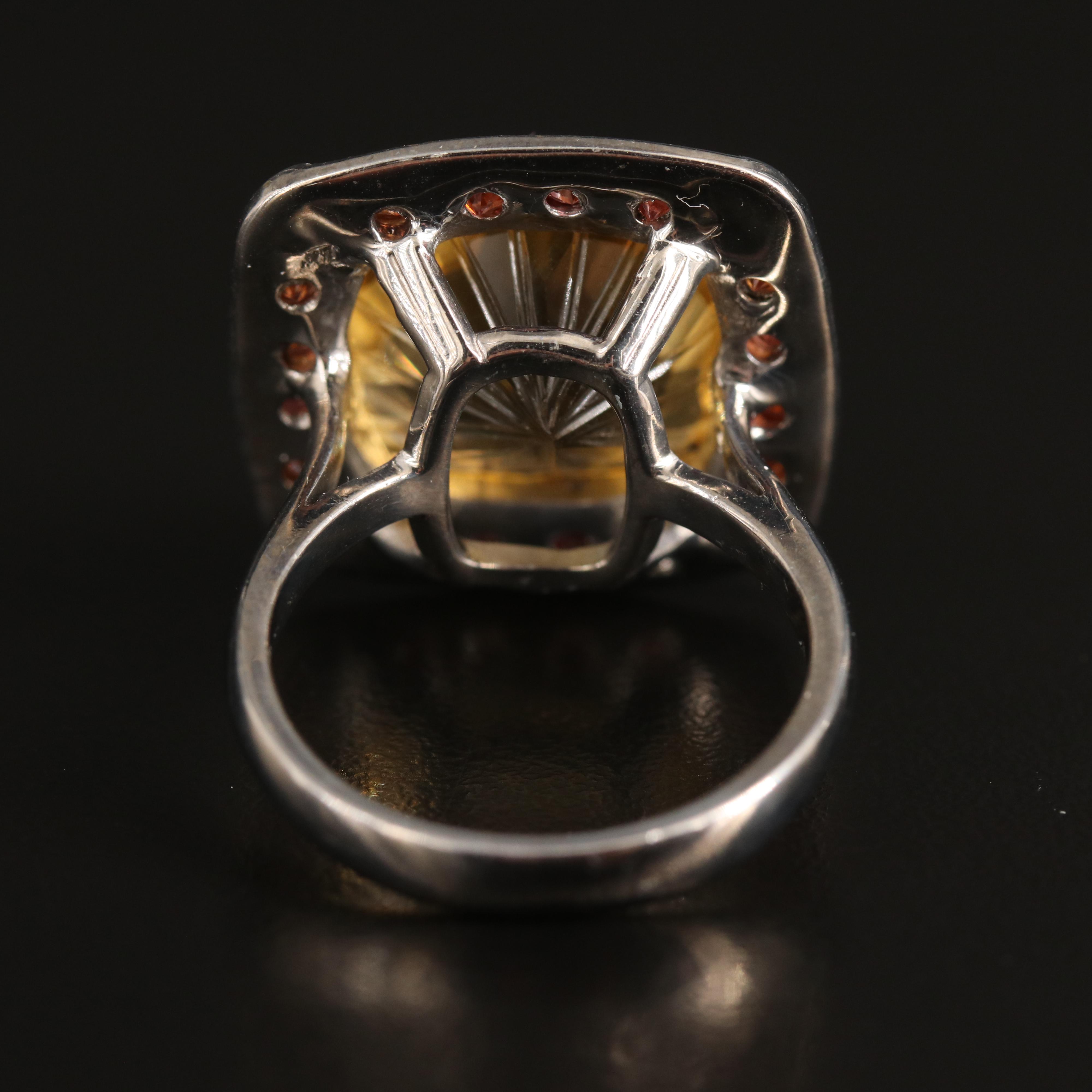 Sterling Citrine and Sapphire Ring
