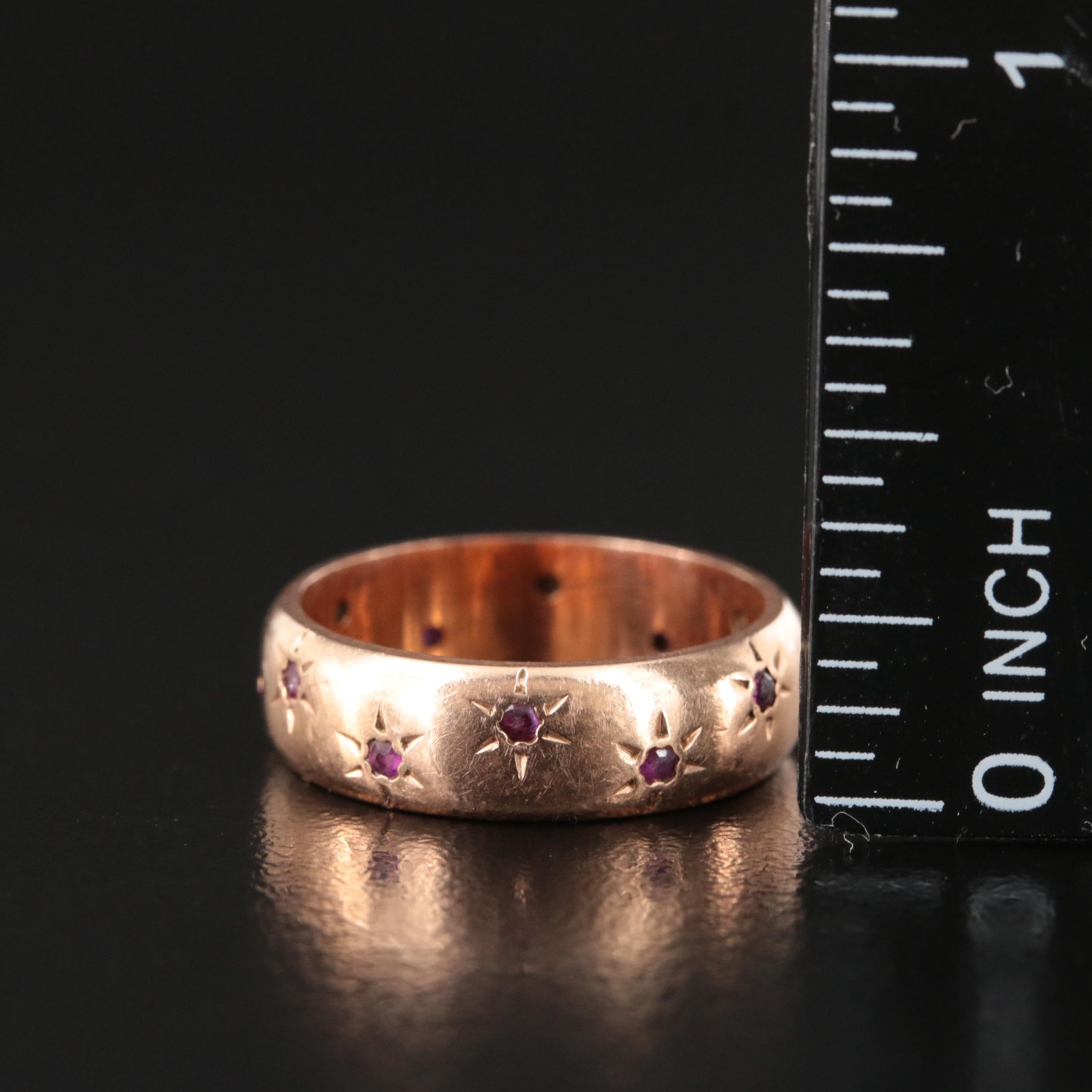 Victorian 14K Rose Gold Ruby Band